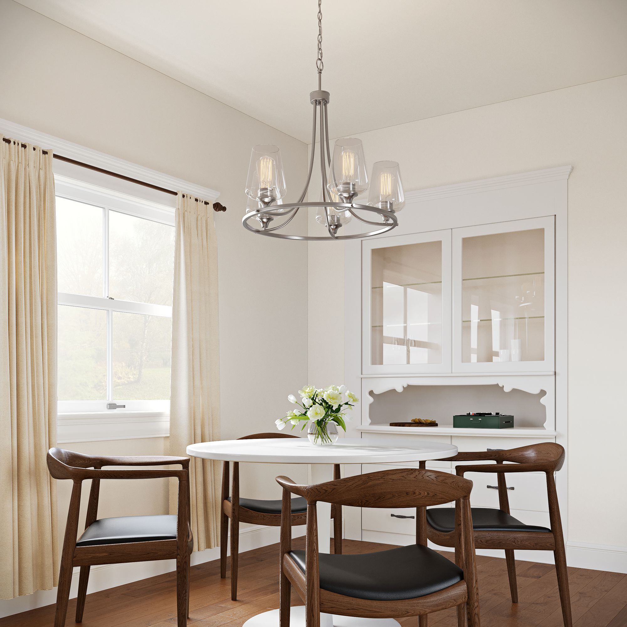 Image 6 Millennium Ashford 5-Light 25" Brushed Nickel Chandelier with Glass Shade more views