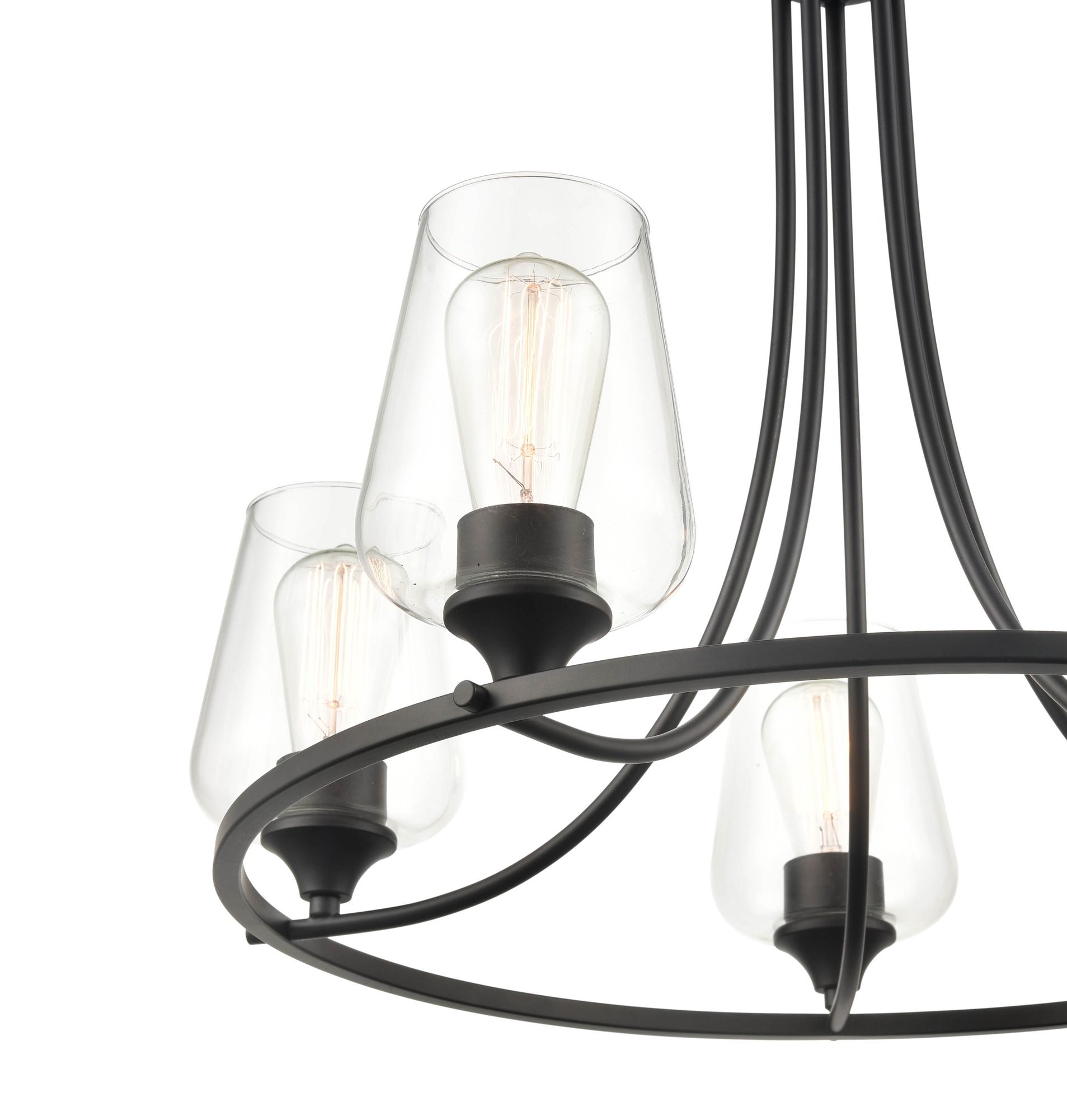 Image 2 Millennium Ashford 5-Light 25" Matte Black Chandelier with Glass Shade more views