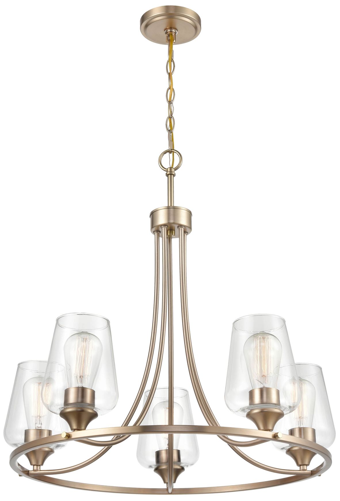 Image 2 Millennium Ashford 5-Light 25" Modern Gold Chandelier with Glass Shade