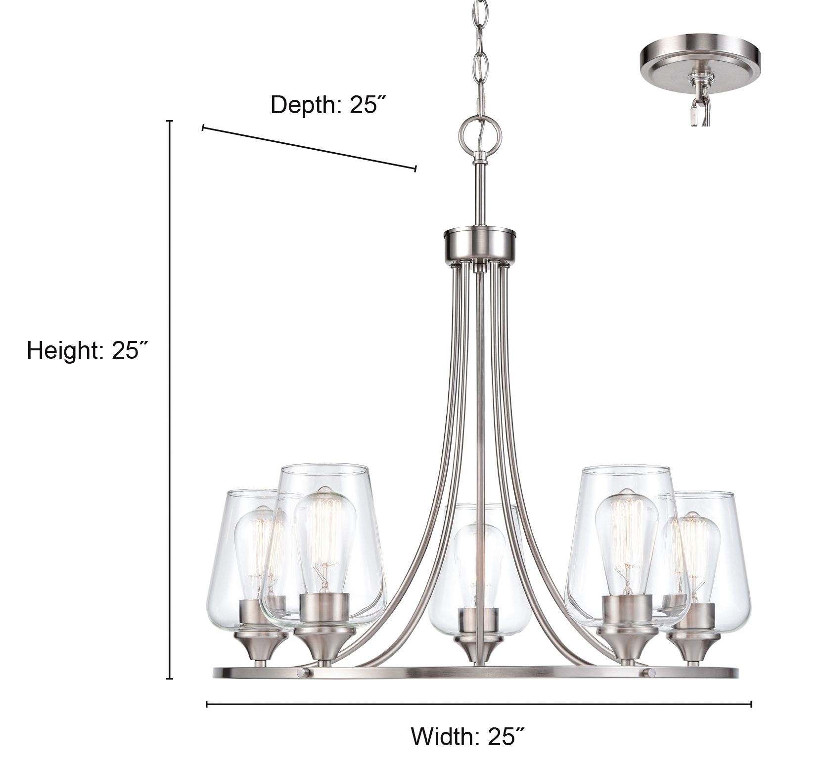 Image 5 Millennium Ashford 5-Light 25" Modern Gold Chandelier with Glass Shade more views