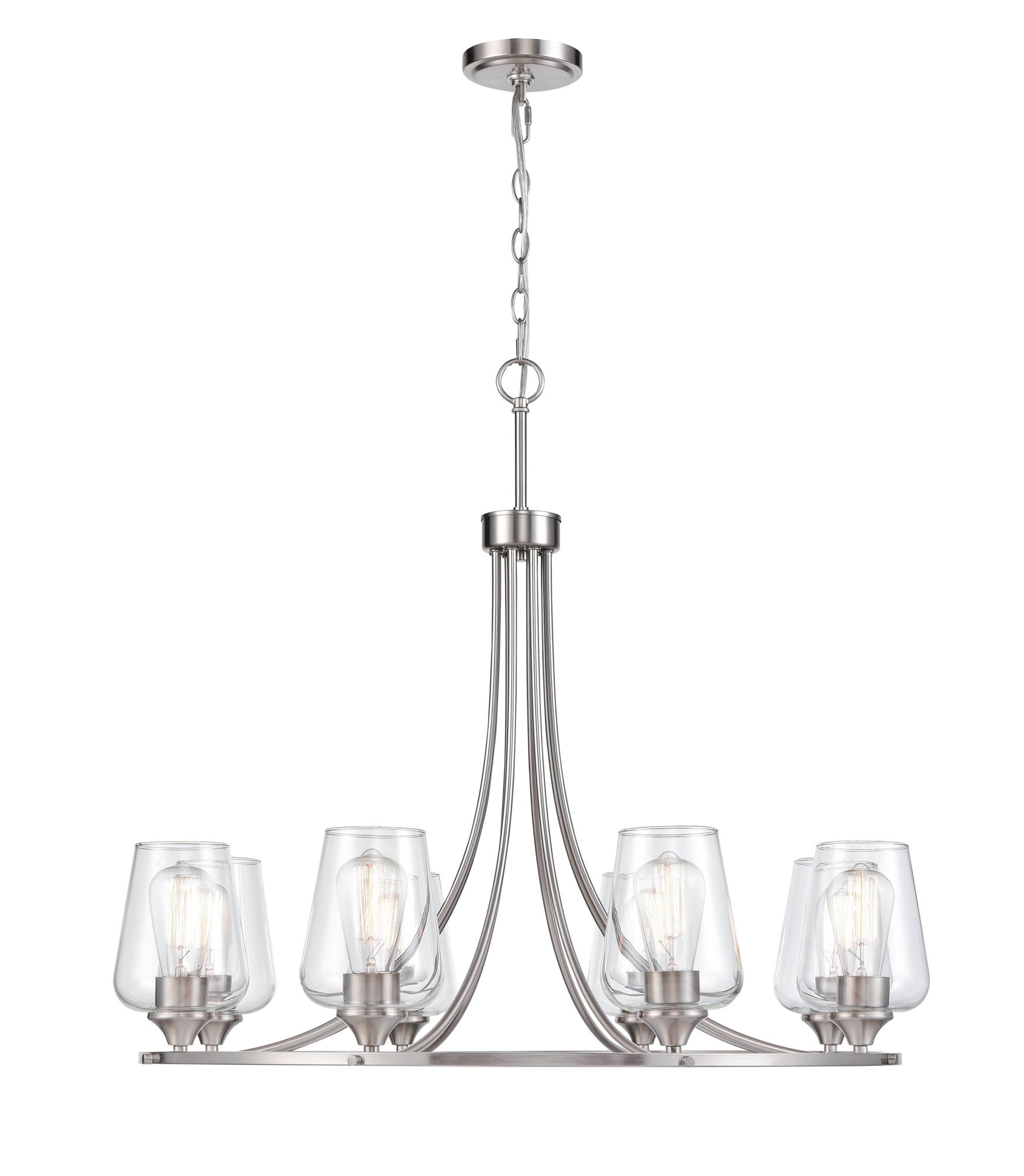 Image 2 Millennium Ashford 8-Light 32" Brushed Nickel Chandelier with Glass Shade more views