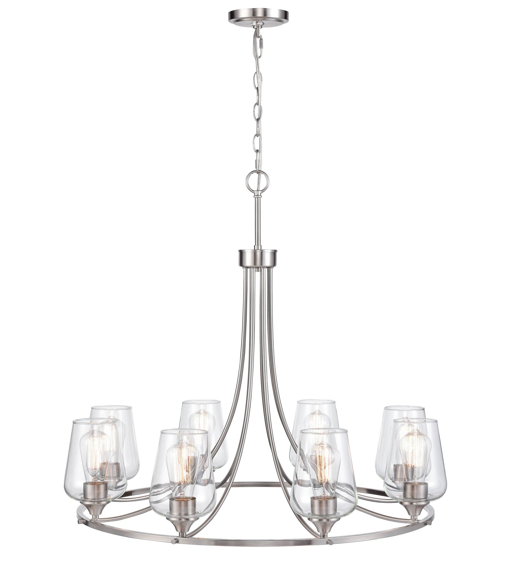 Image 3 Millennium Ashford 8-Light 32" Brushed Nickel Chandelier with Glass Shade more views
