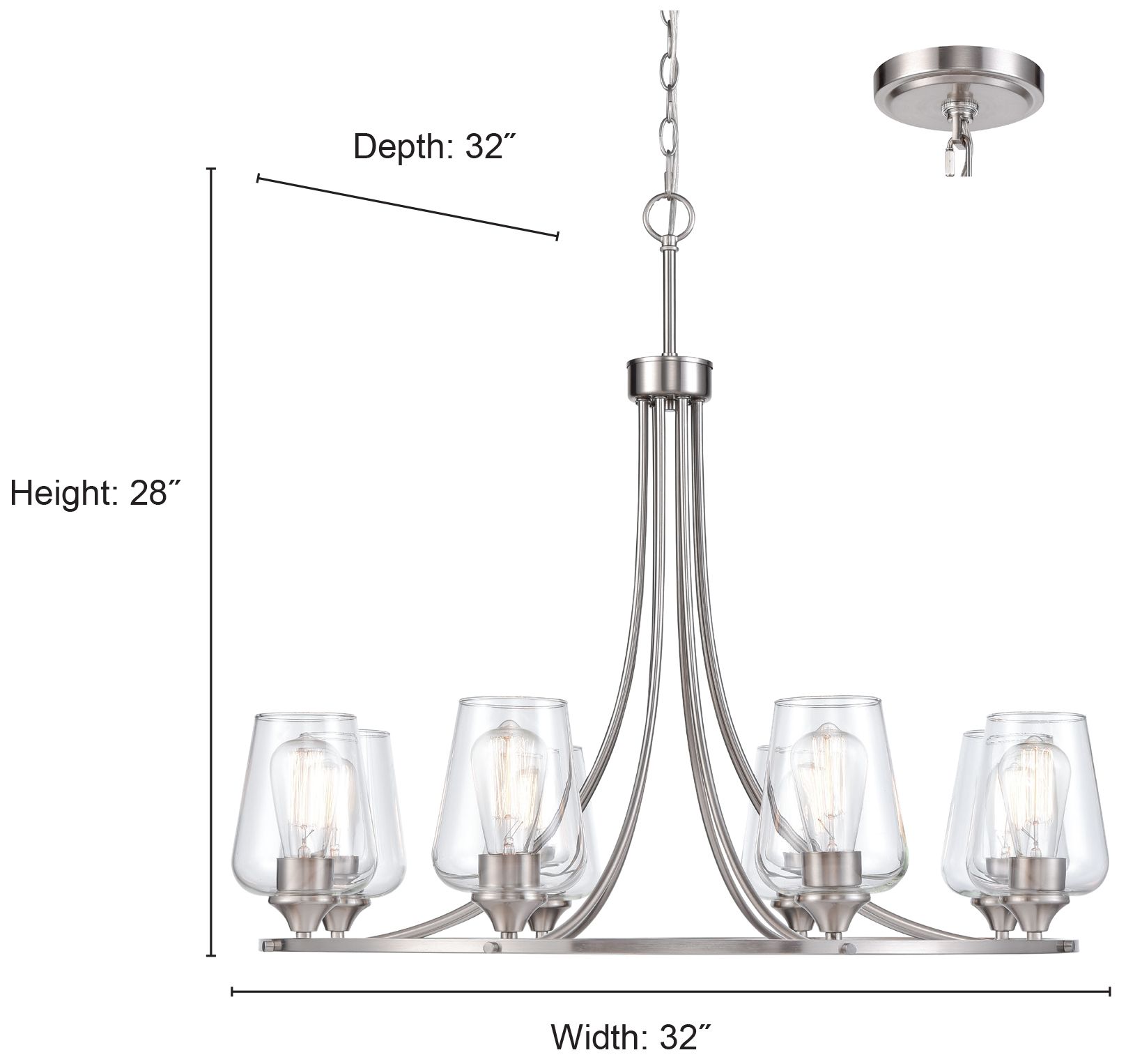 Image 3 Millennium Ashford 8-Light 32" Matte Black Chandelier with Glass Shade more views