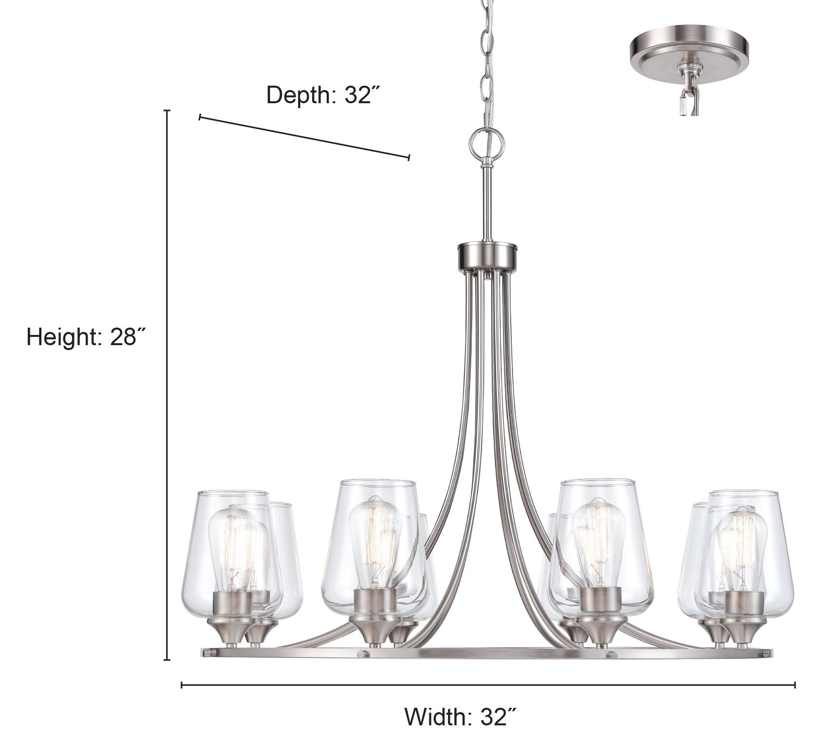 Image 5 Millennium Ashford 8-Light 32" Modern Gold Chandelier with Glass Shade more views