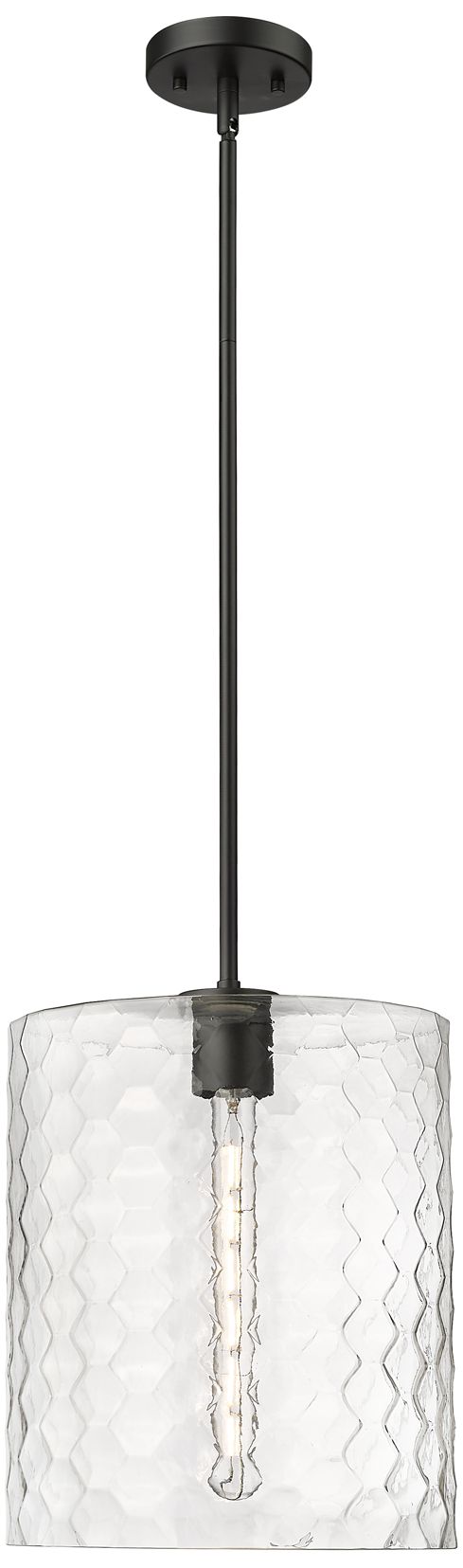 Millennium Ashli 1-Light 12" Matte Black Pendant with Glass Shade