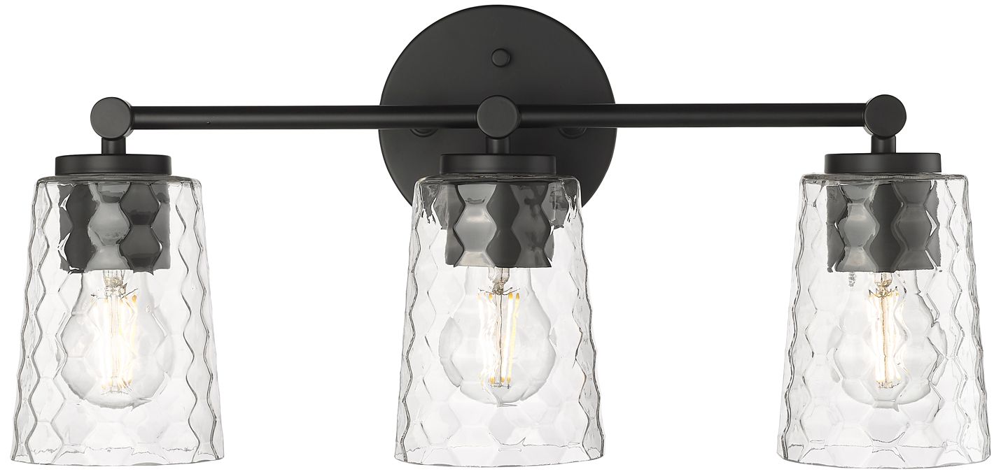 Millennium Ashli 3-Light 20" Matte Black Vanity Light with Glass Shade