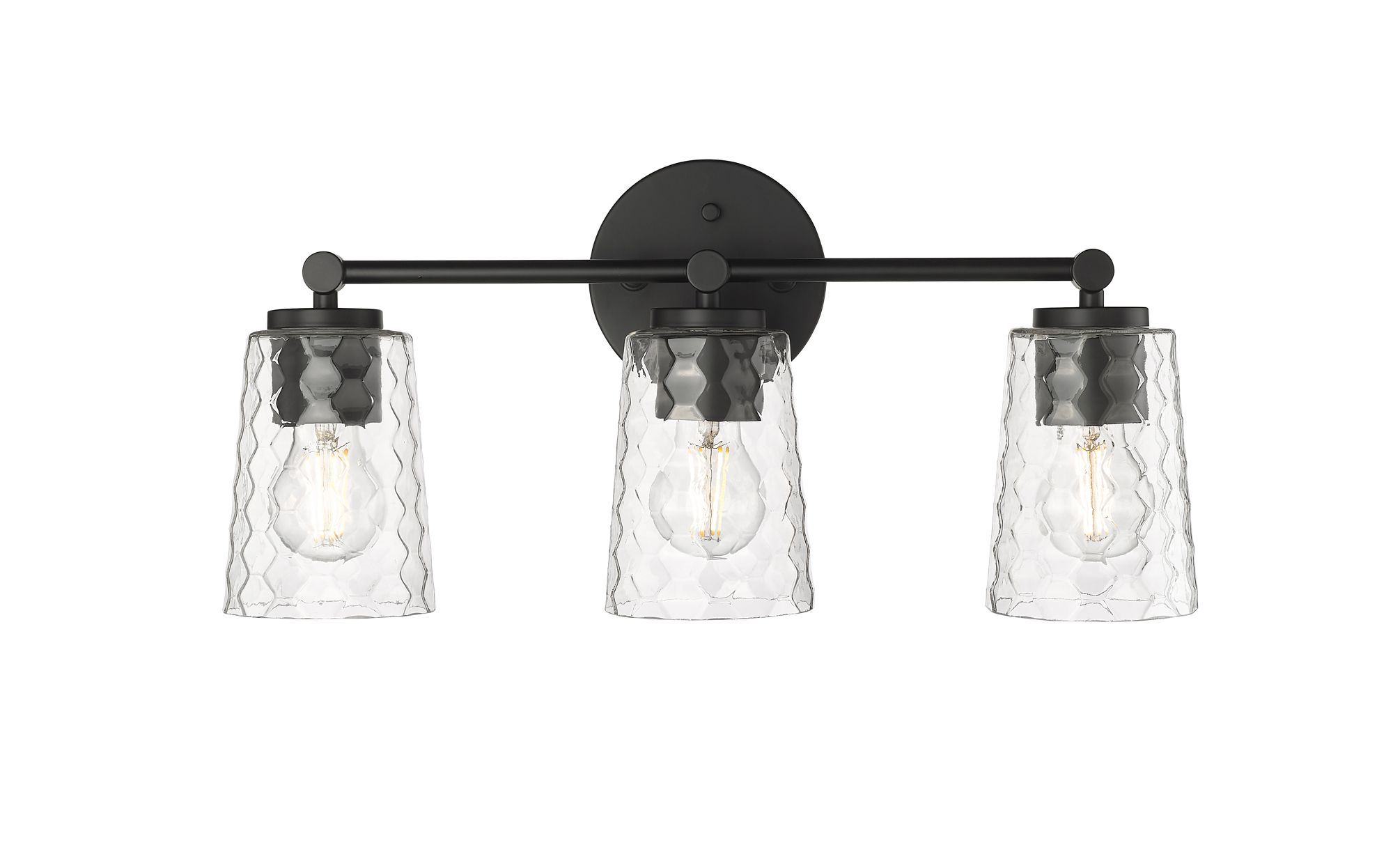 Image 6 Millennium Ashli 3-Light 20" Matte Black Vanity Light with Glass Shade more views