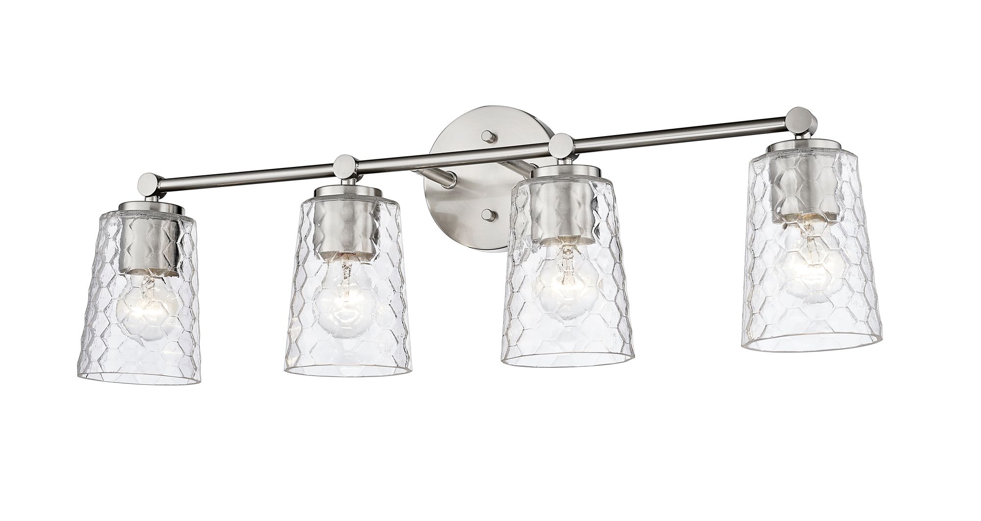 Image 6 Millennium Ashli 4-Light 28" Brushed Nickel Vanity Light with Glass Shade more views