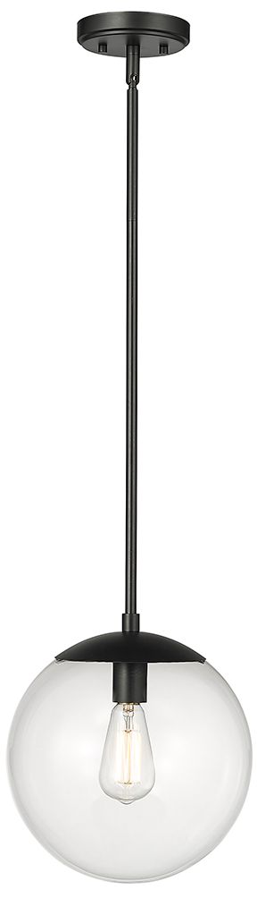 Millennium Avell 1-Light 11" Matte Black Pendant with Glass Shade