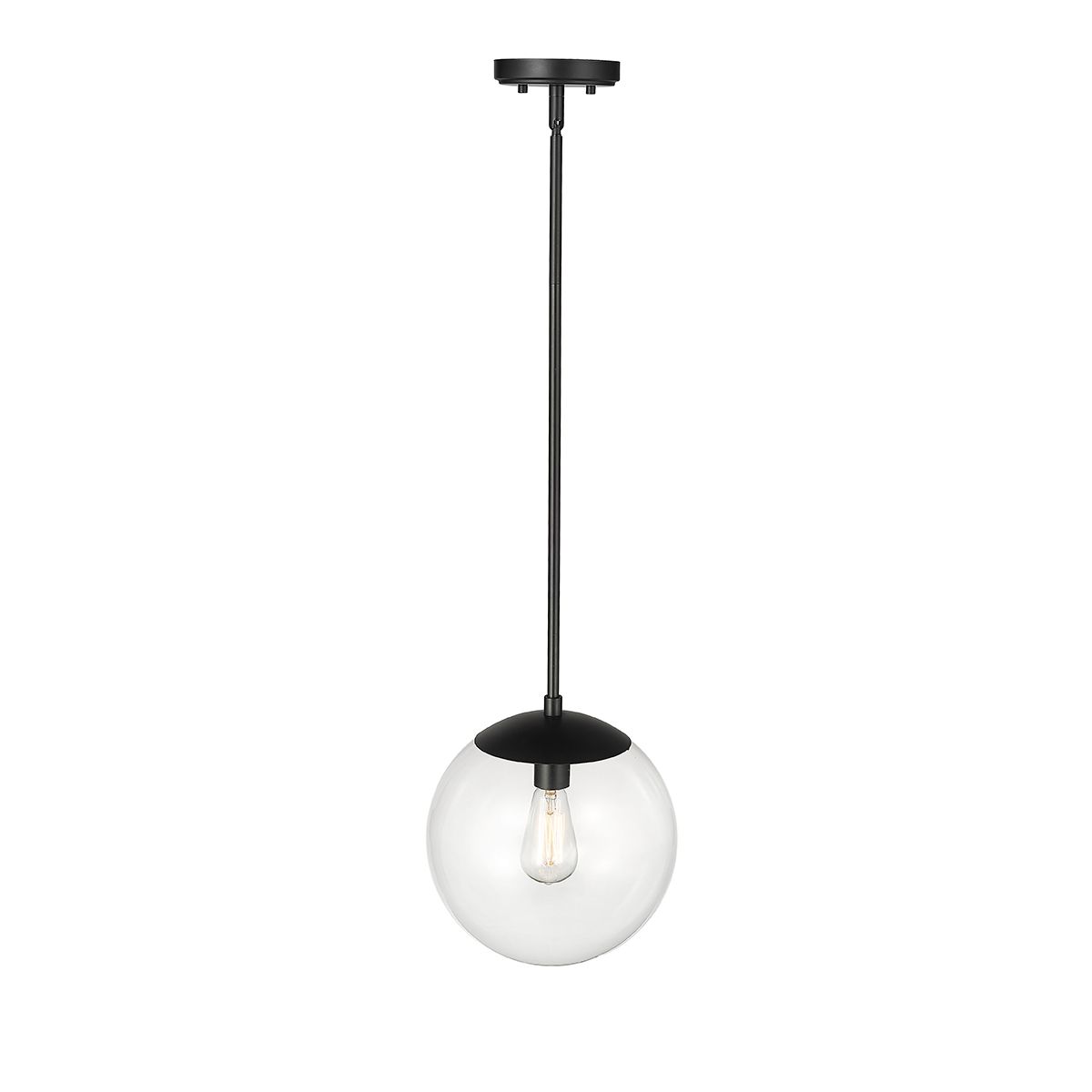 Image 2 Millennium Avell 1-Light 11" Matte Black Pendant with Glass Shade more views