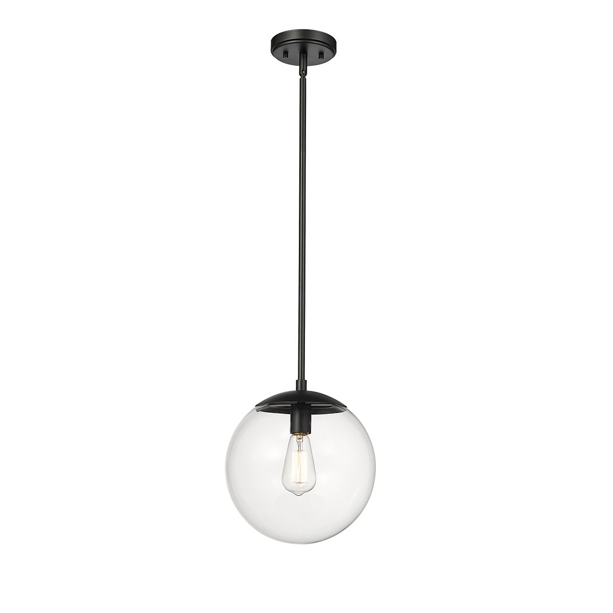 Image 4 Millennium Avell 1-Light 11" Matte Black Pendant with Glass Shade more views