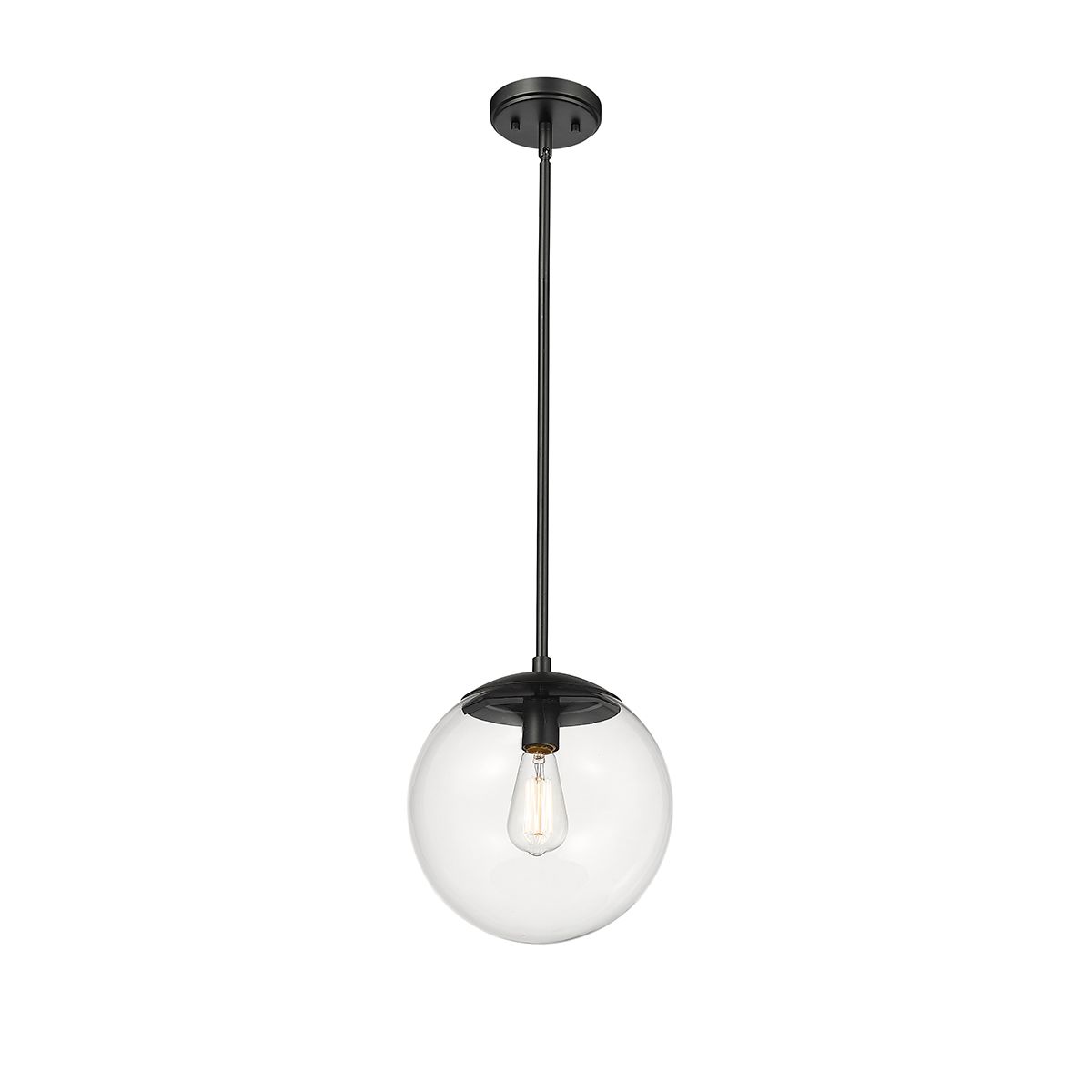 Image 6 Millennium Avell 1-Light 11" Matte Black Pendant with Glass Shade more views