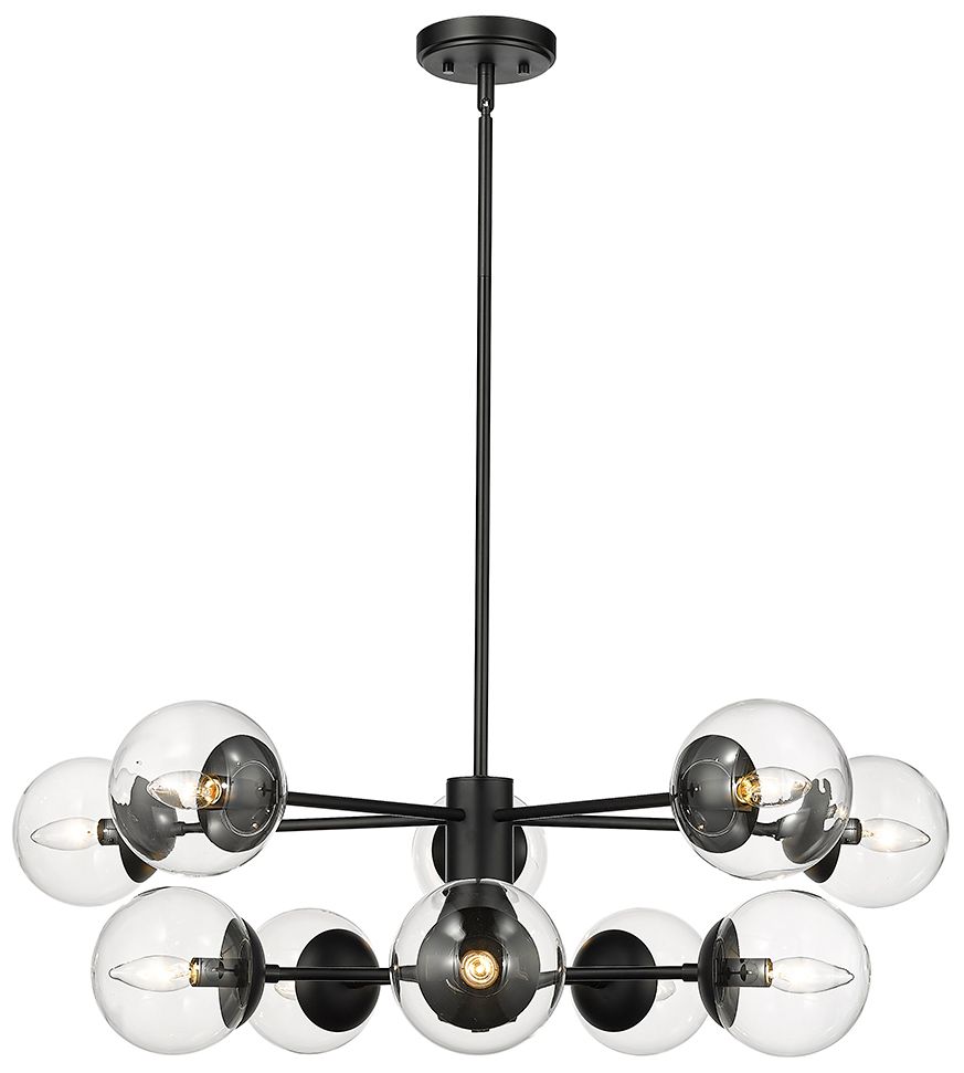 Thumbnail2 of Millennium Avell 10-Light 36" Matte Black Chandelier with Glass Shade