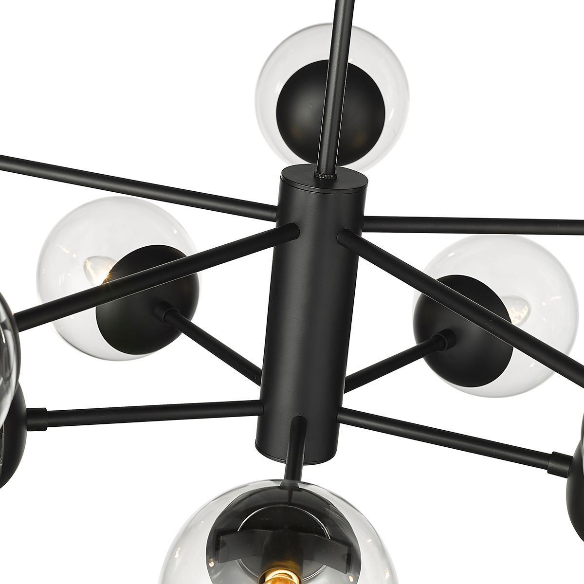 Thumbnail4 of Millennium Avell 10-Light 36" Matte Black Chandelier with Glass Shade more views