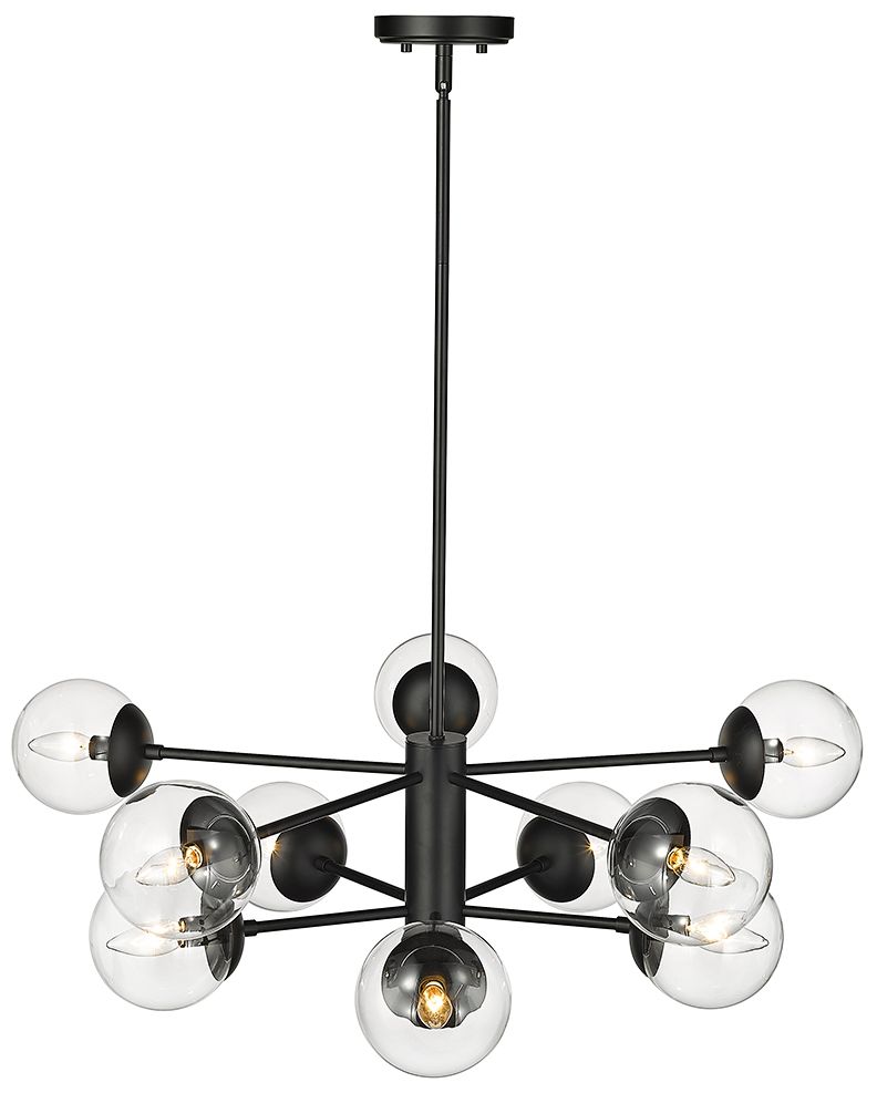 Millennium Avell 10-Light 36" Matte Black Chandelier with Glass Shade