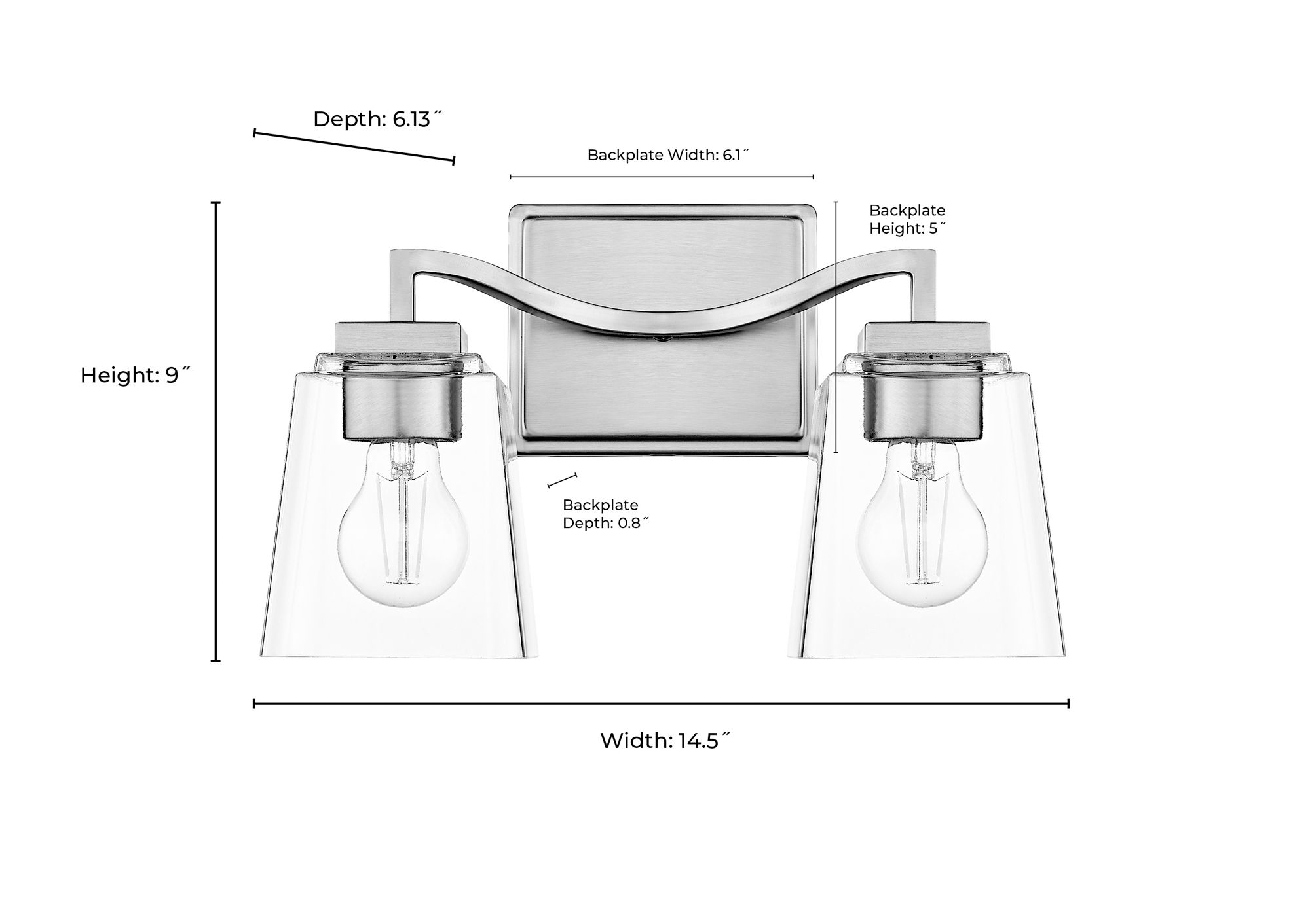 Image 7 Millennium Avenna 2-Light 14" Modern Gold Vanity Light with Glass Shade more views
