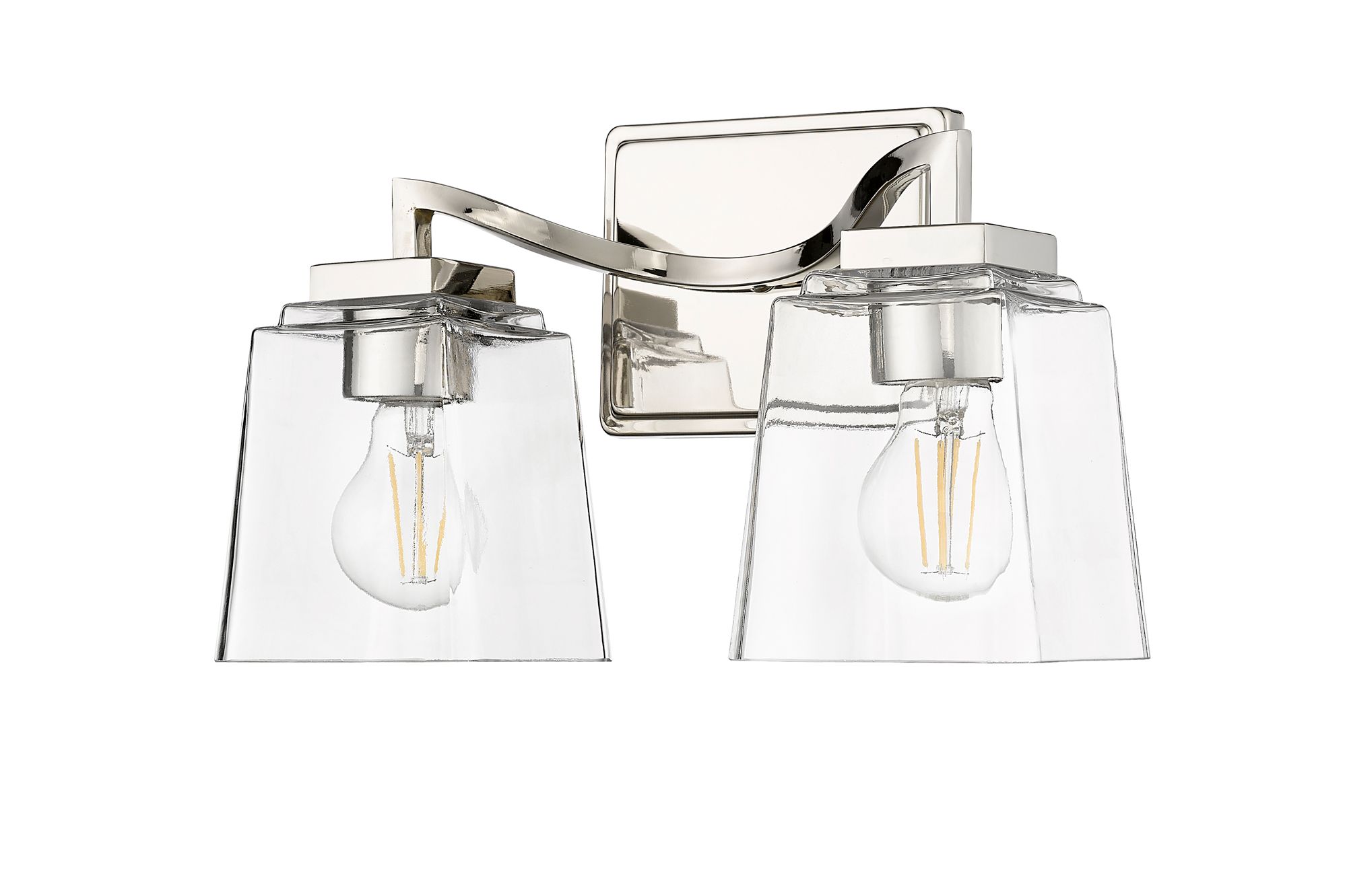 Image 3 Millennium Avenna 2-Light 14" Polished Nickel Vanity Light with Glass Shade more views