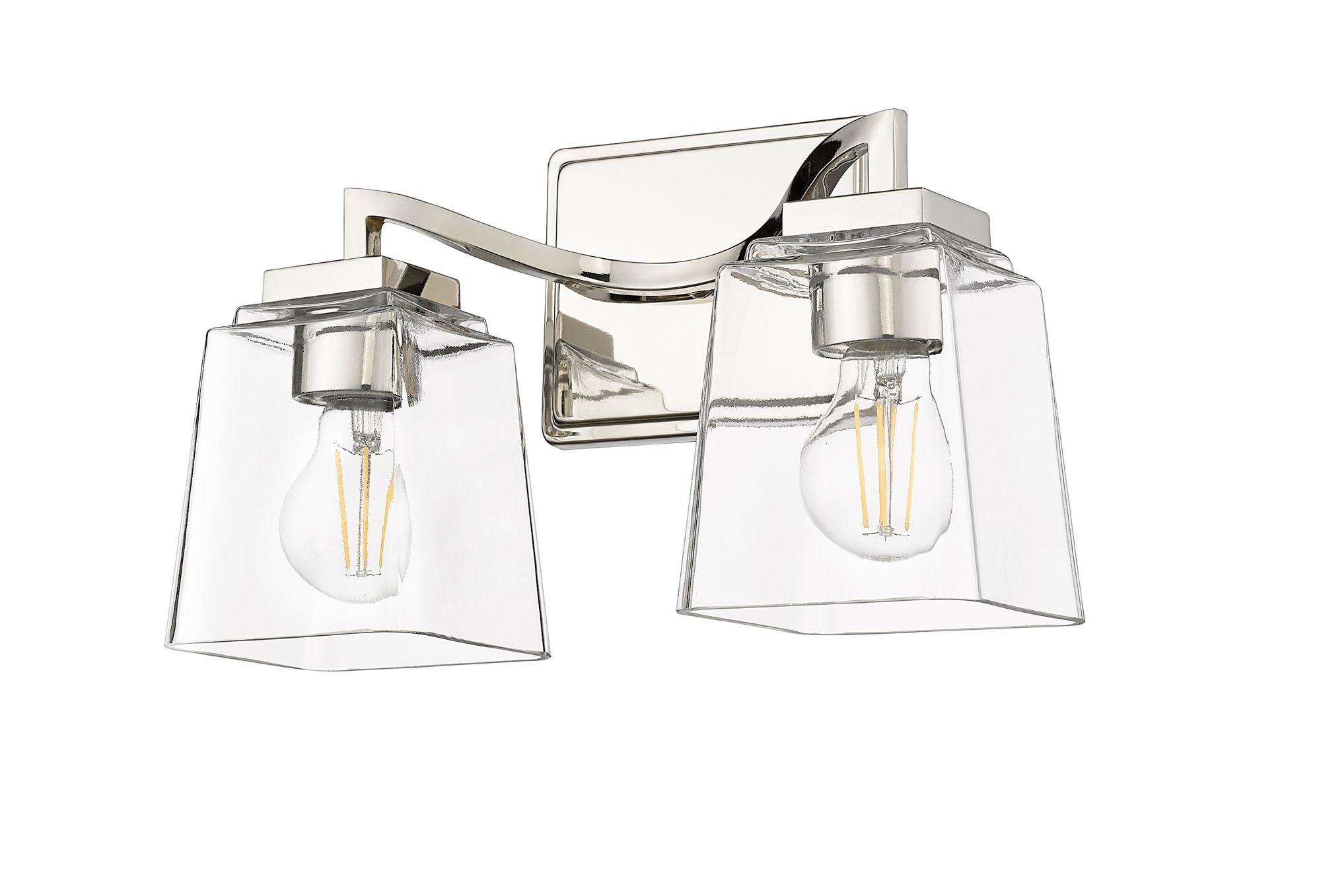 Image 4 Millennium Avenna 2-Light 14" Polished Nickel Vanity Light with Glass Shade more views