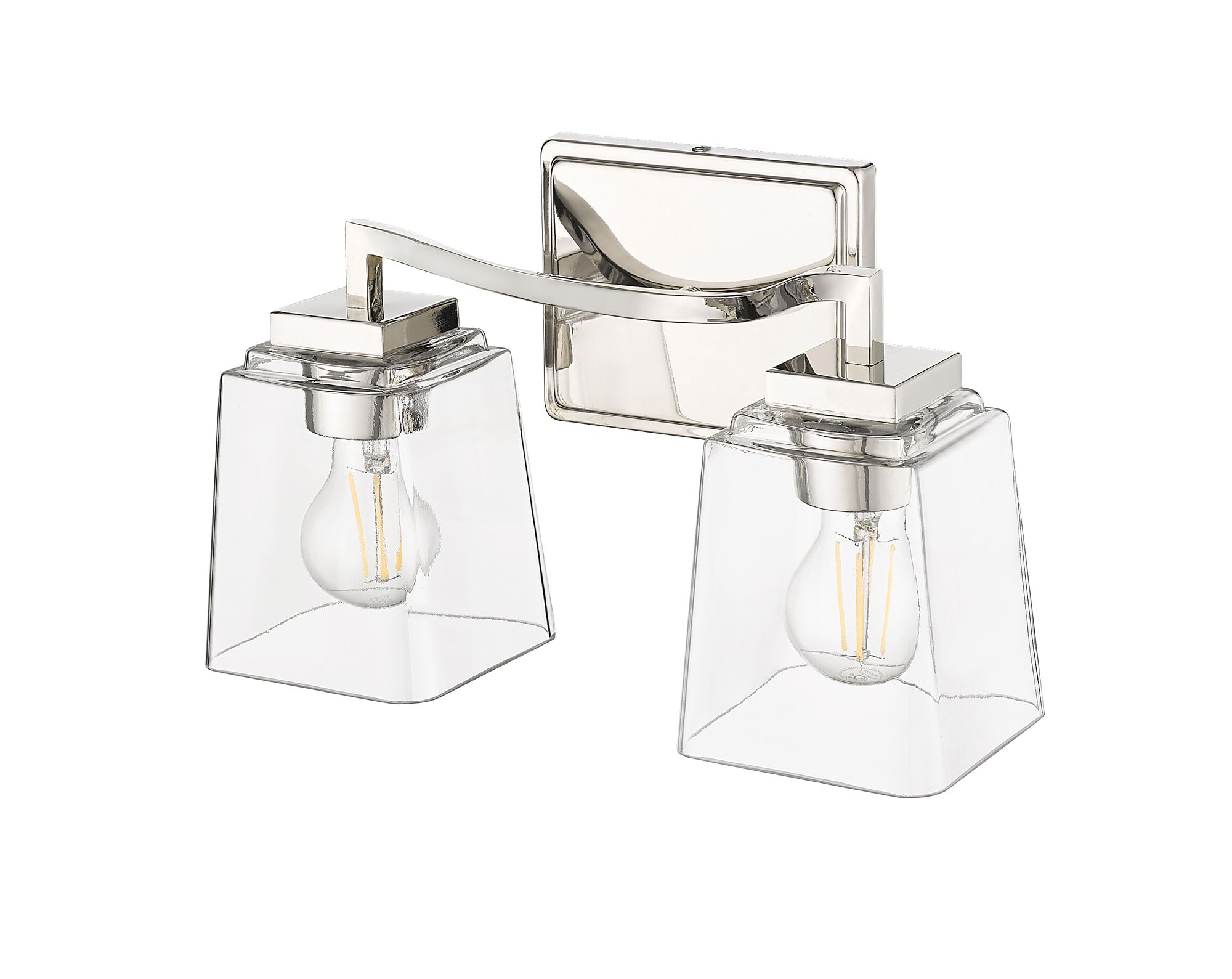 Image 5 Millennium Avenna 2-Light 14" Polished Nickel Vanity Light with Glass Shade more views
