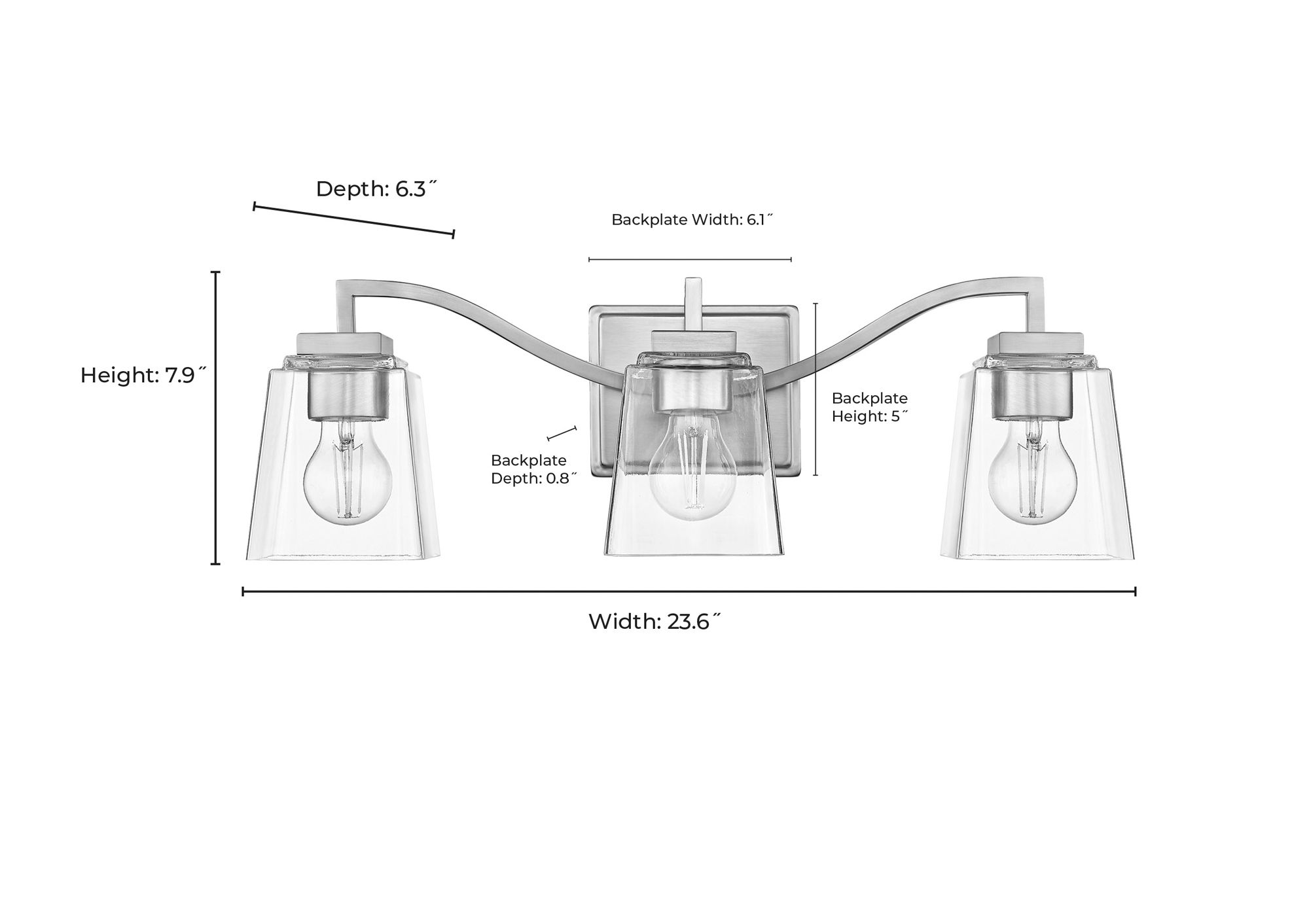 Image 6 Millennium Avenna 3-Light 23.5" Modern Gold Vanity Light with Glass Shade more views