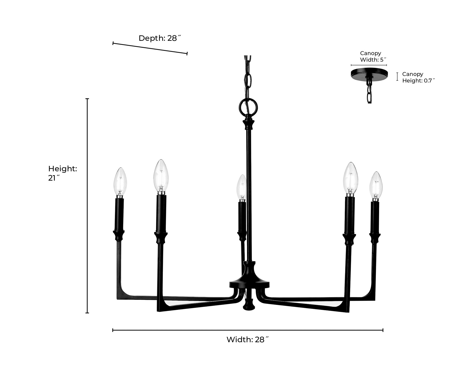 Millennium Azara 5-Light 28" Vintage Brass Chandelier