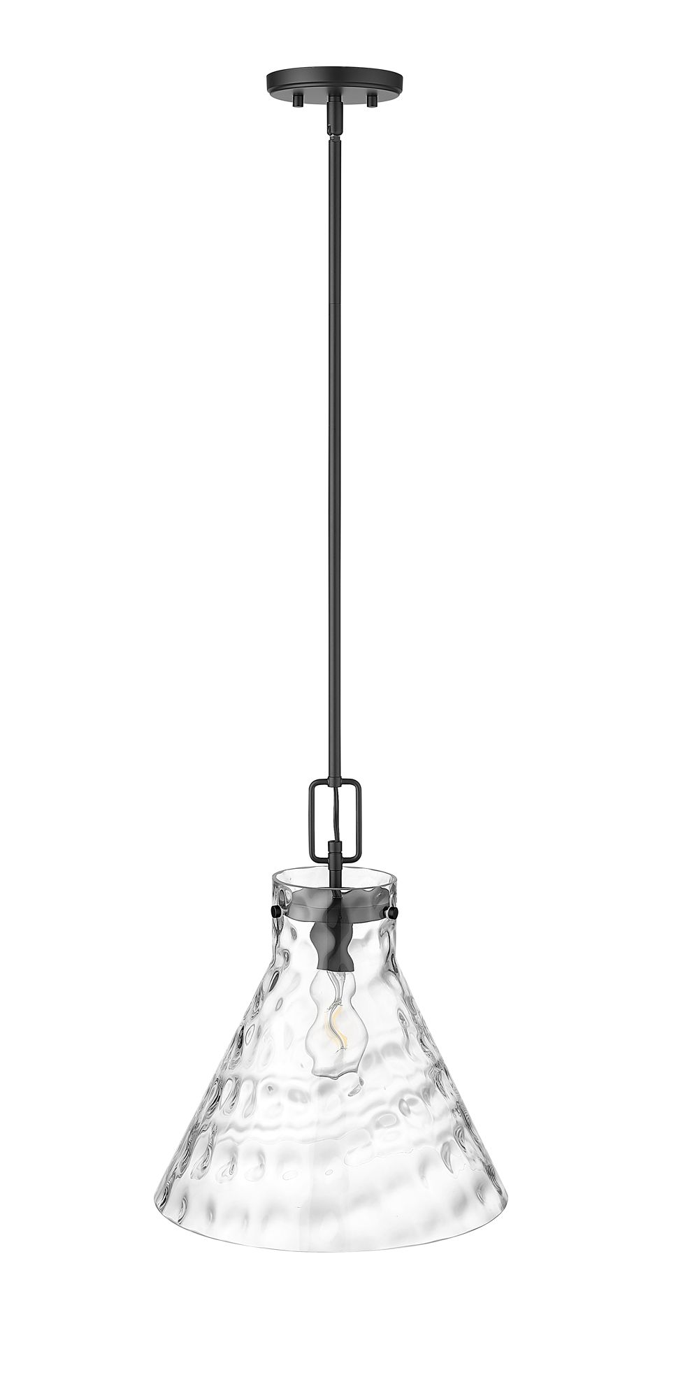 Millennium Barlon 1-Light 14" Matte Black Pendant with Glass Shade