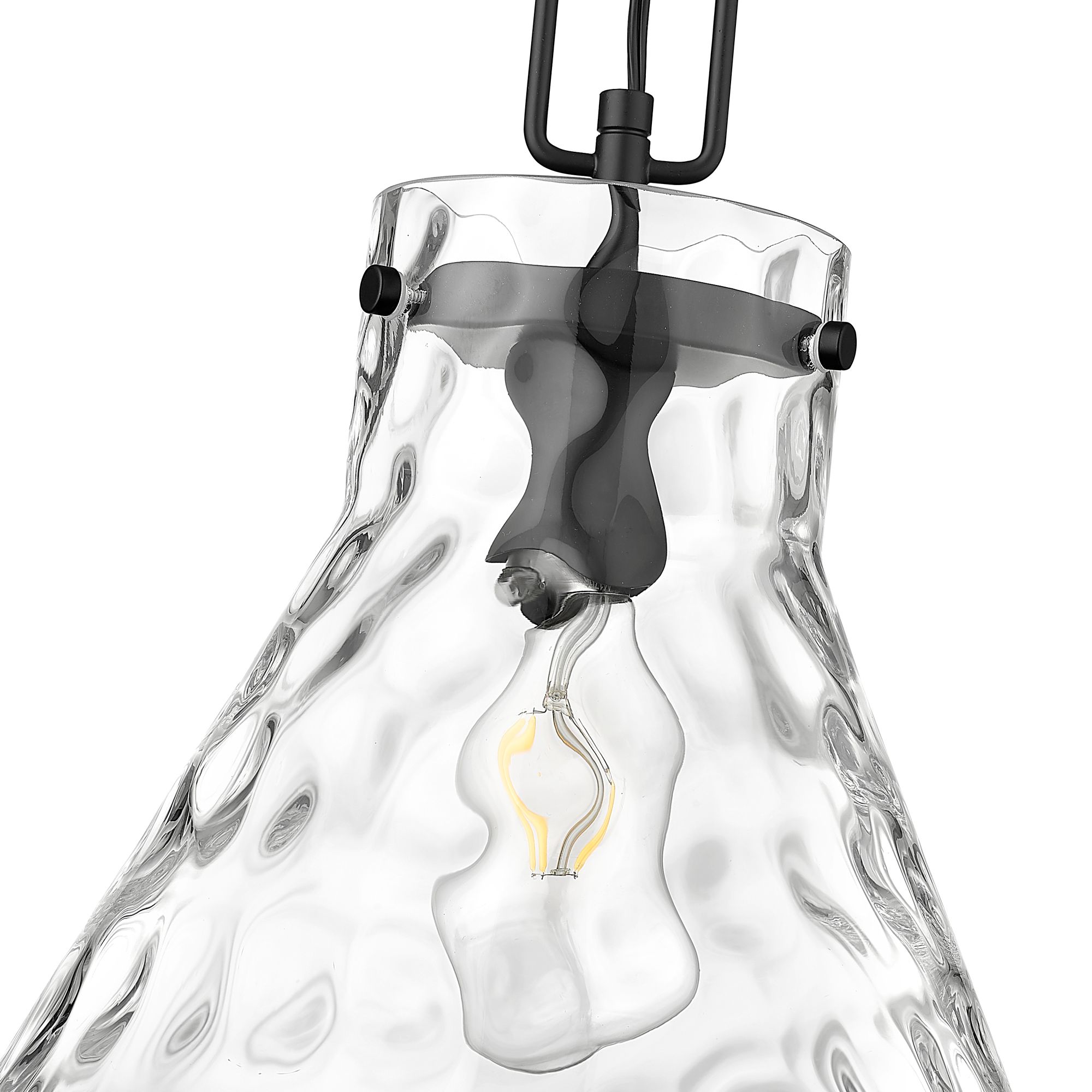 Millennium Barlon 1-Light 14" Matte Black Pendant with Glass Shade