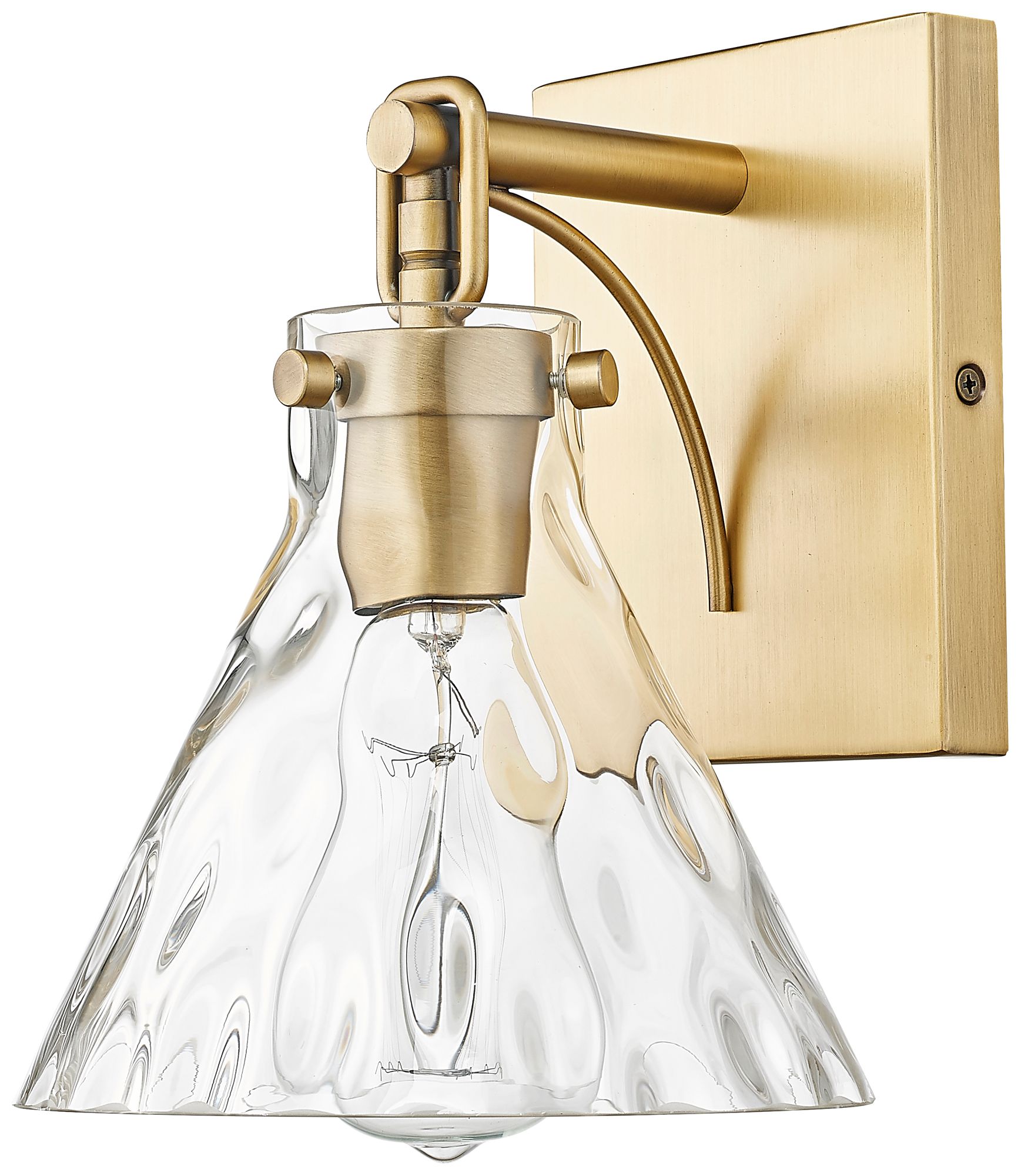 Image 6 Millennium Barlon 1-Light 7.13" Vintage Brass Wall Sconce with Glass Shade more views
