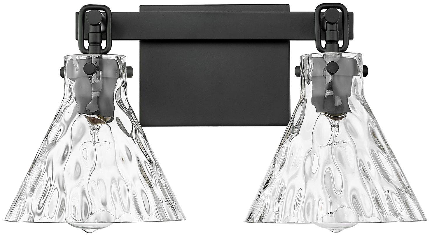 Millennium Barlon 2-Light 16.25" Matte Black Vanity Light with Glass Shade