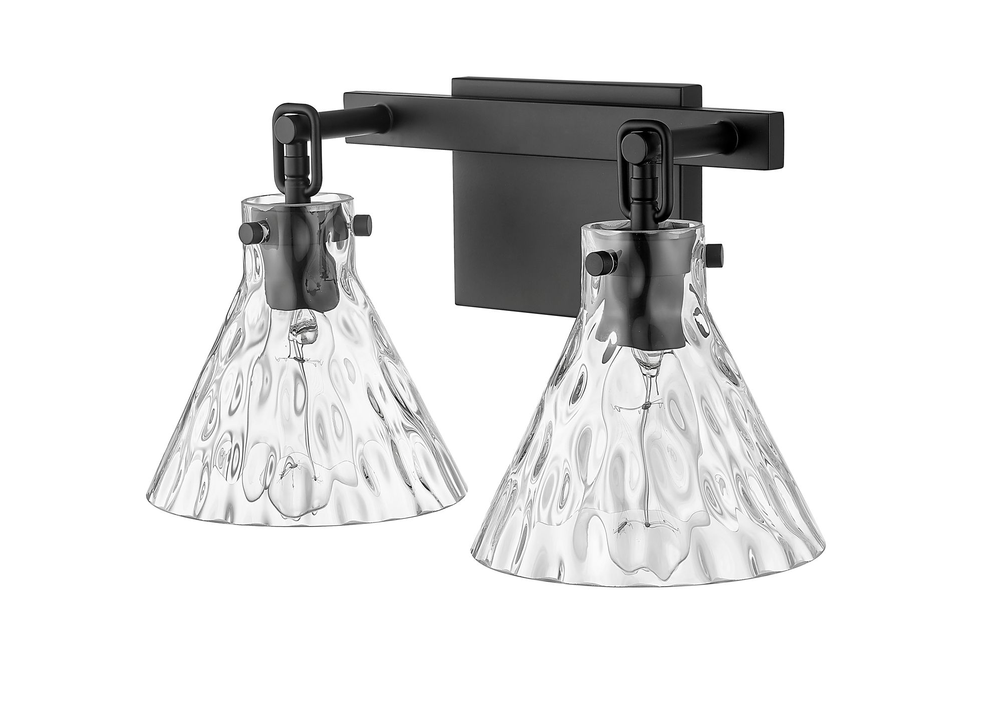 Image 5 Millennium Barlon 2-Light 16.25" Matte Black Vanity Light with Glass Shade more views