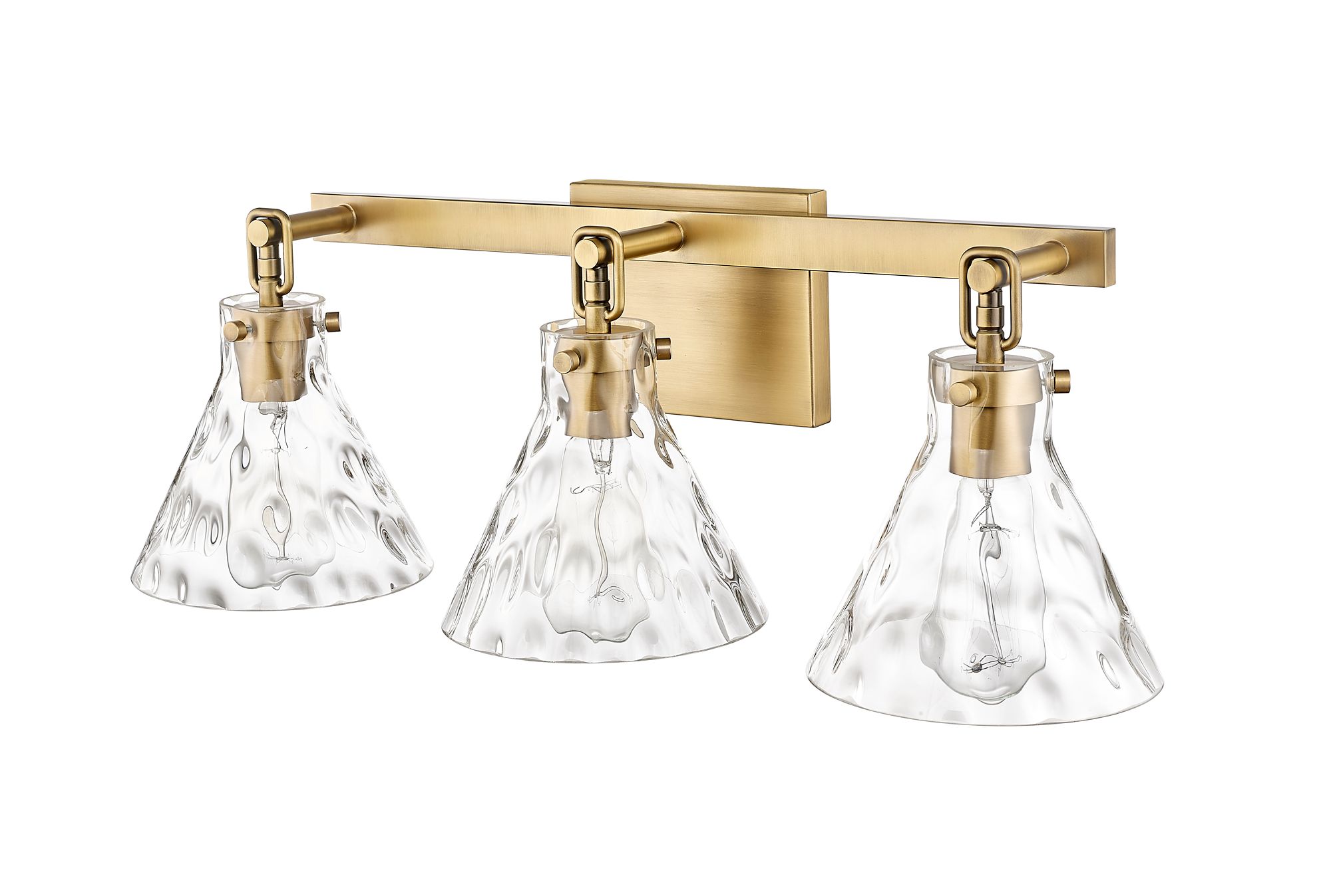 Image 5 Millennium Barlon 3-Light 25.5" Vintage Brass Vanity Light with Glass  more views