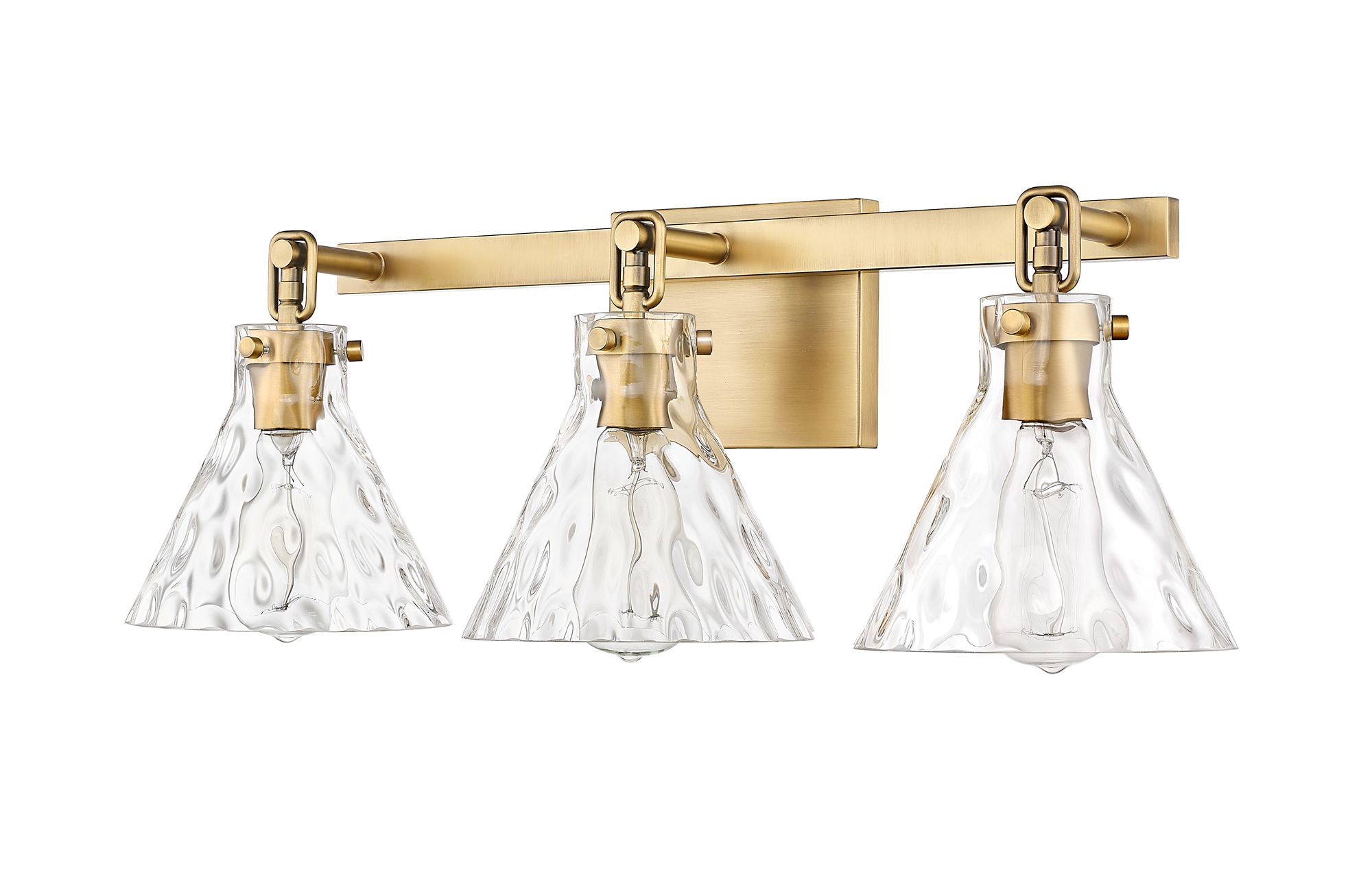 Image 3 Millennium Barlon 3-Light 25.5" Vintage Brass Vanity Light with Glass Shade more views