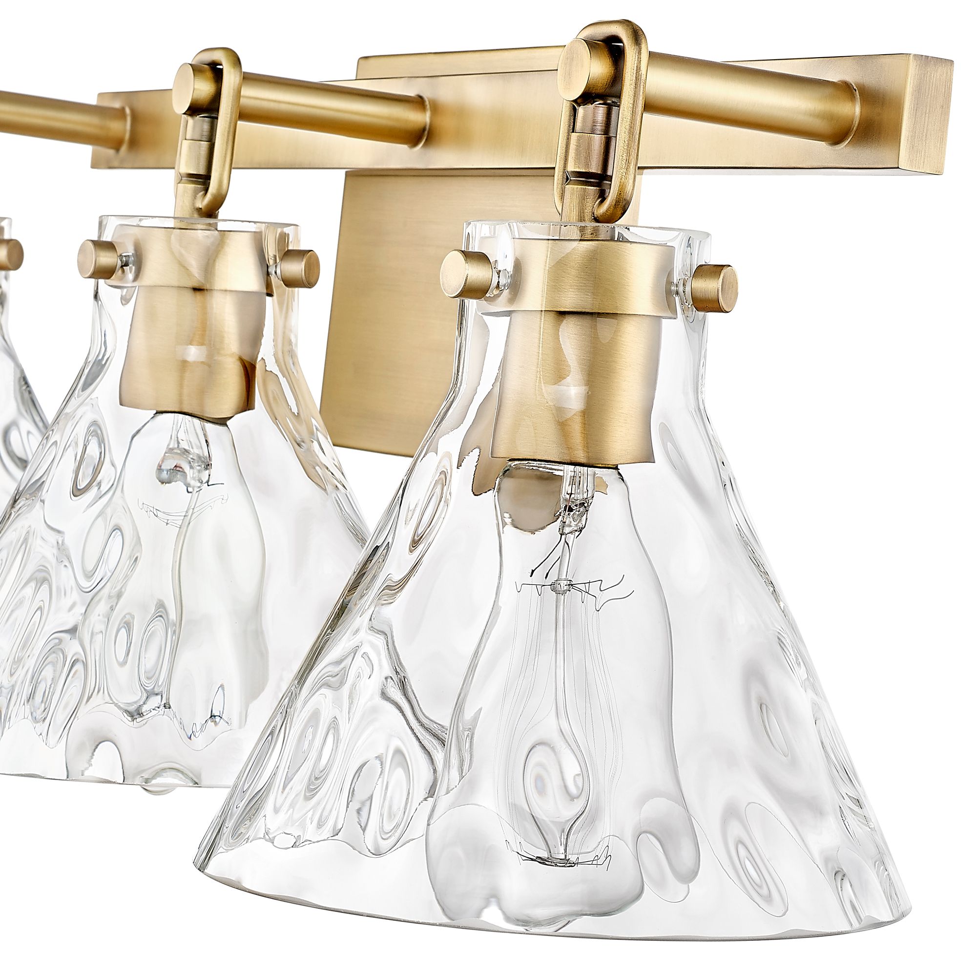 Image 6 Millennium Barlon 3-Light 25.5" Vintage Brass Vanity Light with Glass Shade more views
