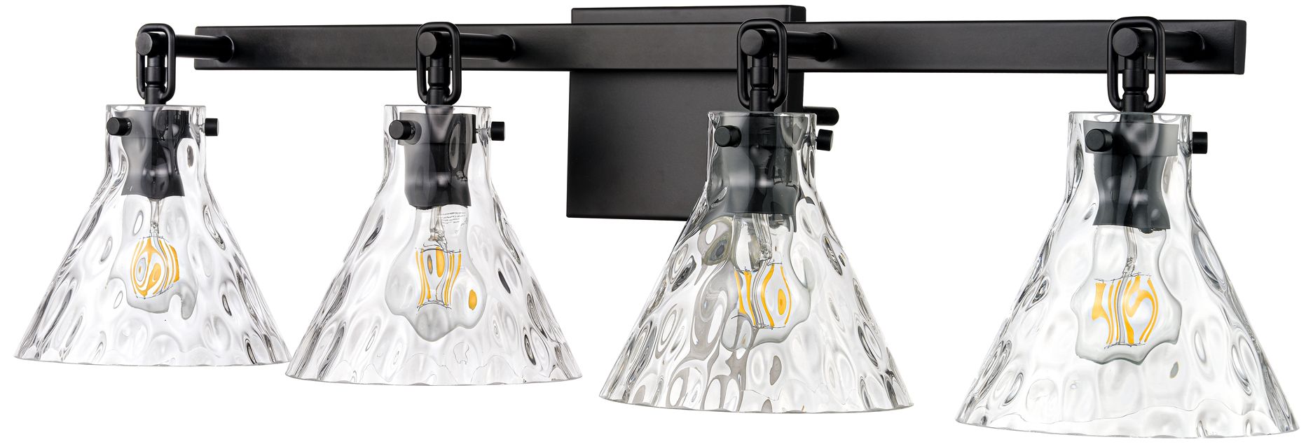 Millennium Barlon 4-Light 34.75" Matte Black Vanity Light with Glass Shade