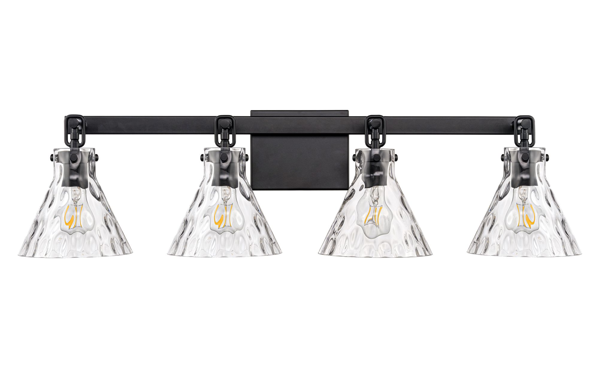 Image 3 Millennium Barlon 4-Light 34.75" Matte Black Vanity Light with Glass Shade more views