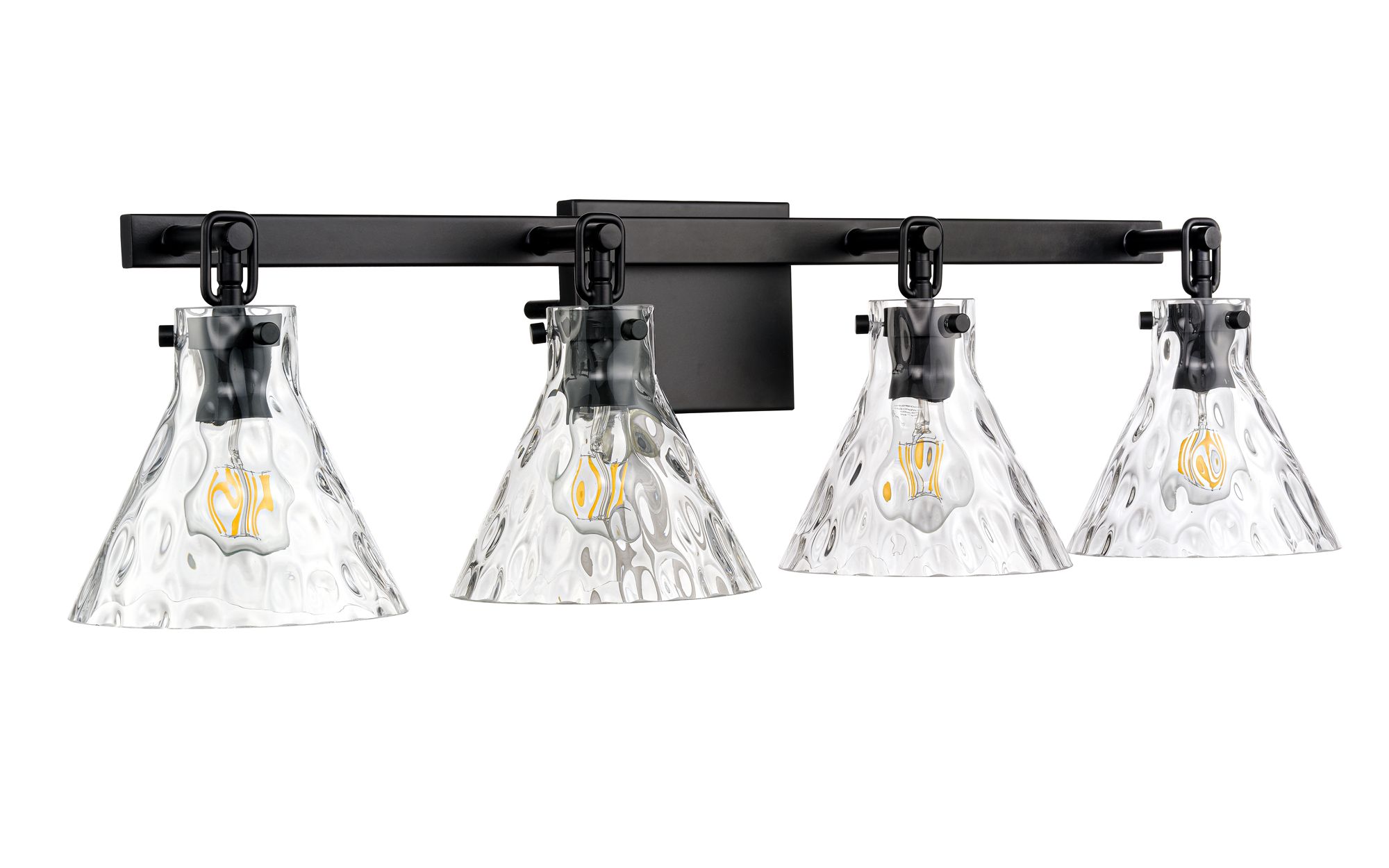 Image 4 Millennium Barlon 4-Light 34.75" Matte Black Vanity Light with Glass Shade more views