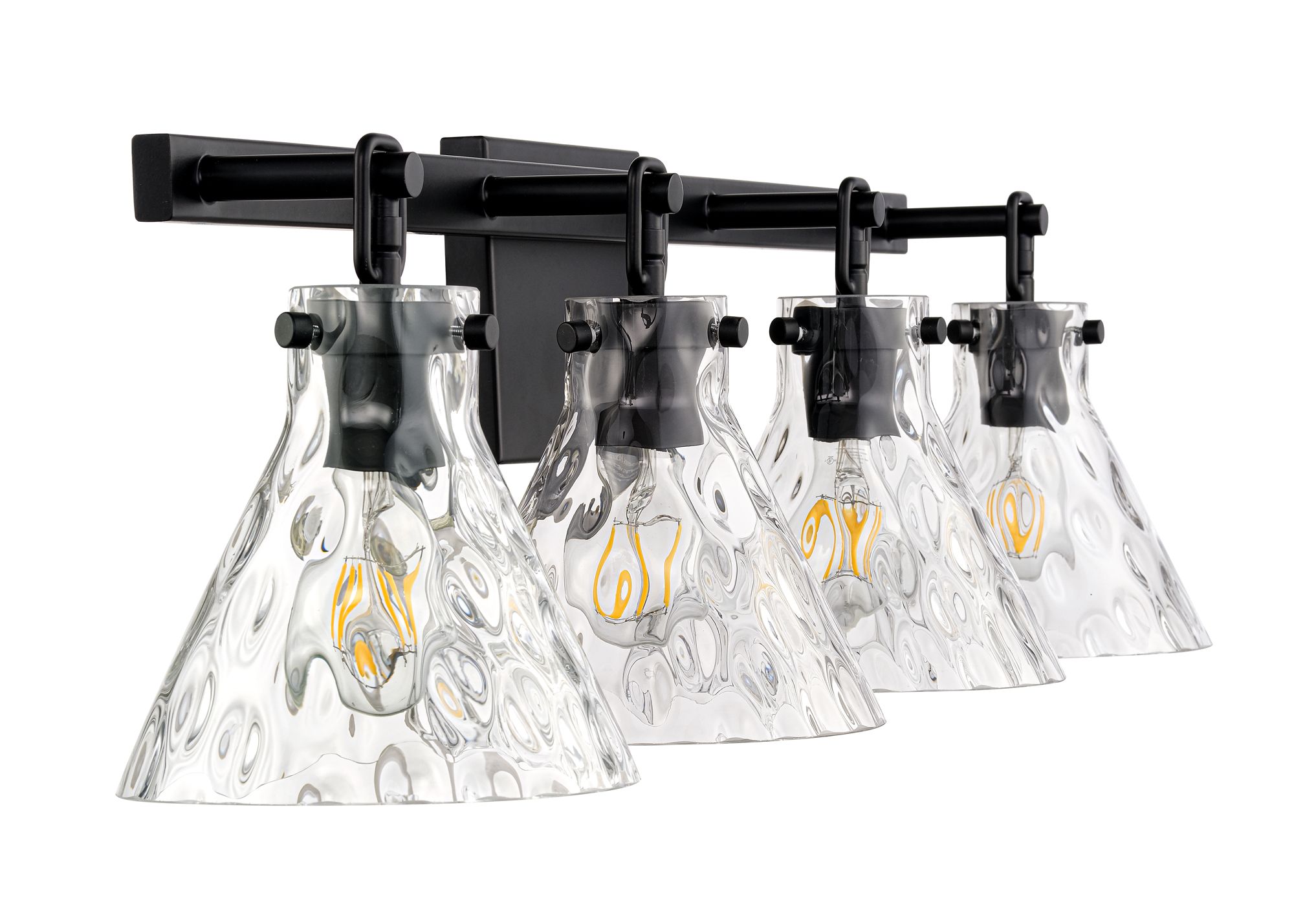 Image 6 Millennium Barlon 4-Light 34.75" Matte Black Vanity Light with Glass Shade more views