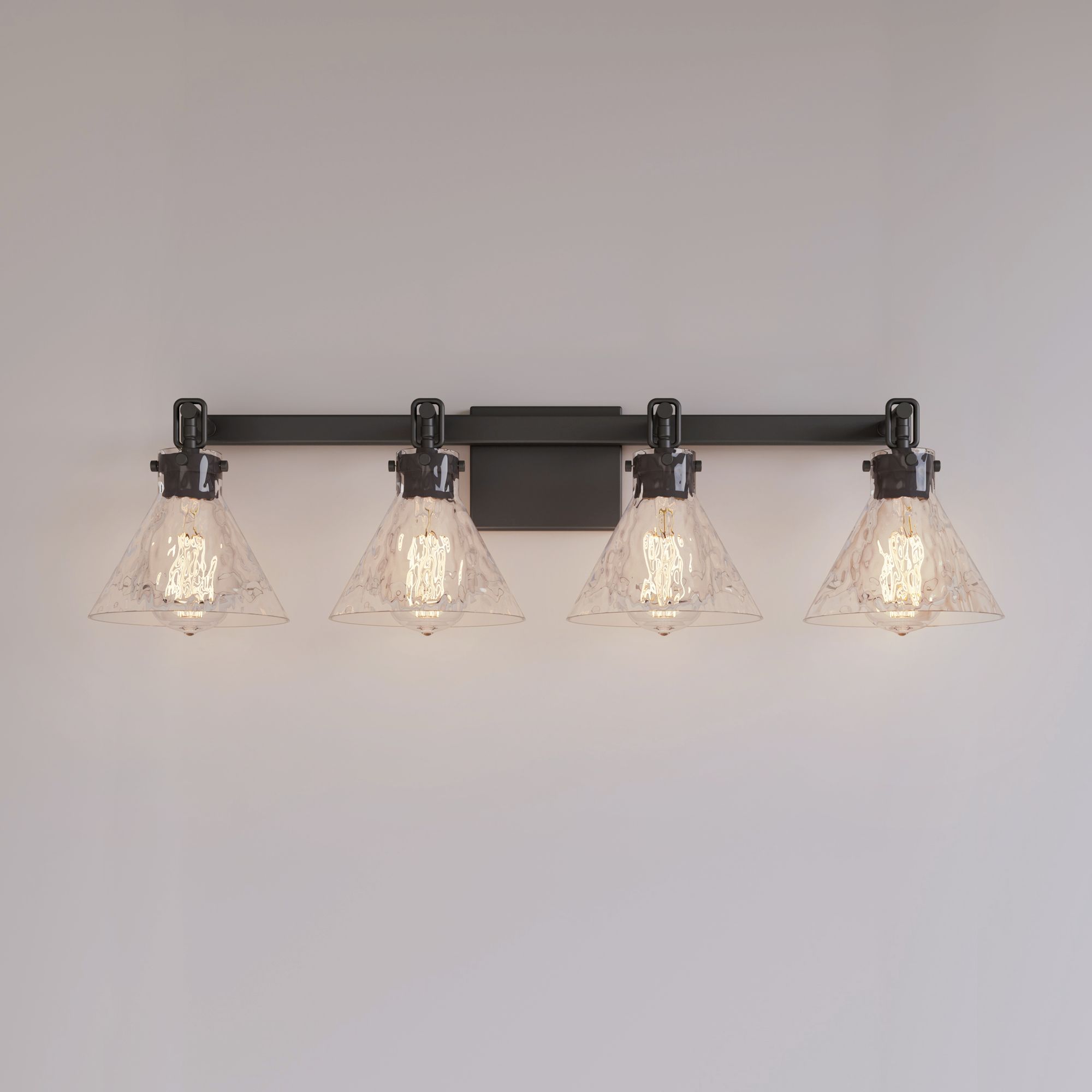 Millennium Barlon 4-Light 34.75" Matte Black Vanity Light with Glass Shade
