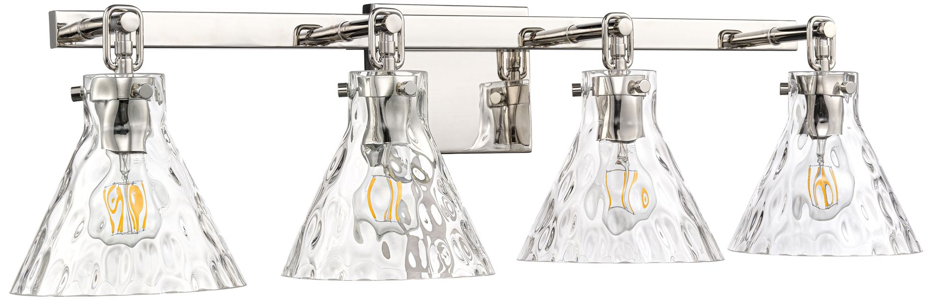 Millennium Barlon 4-Light 34.75" Polished Nickel Vanity Light with Shade