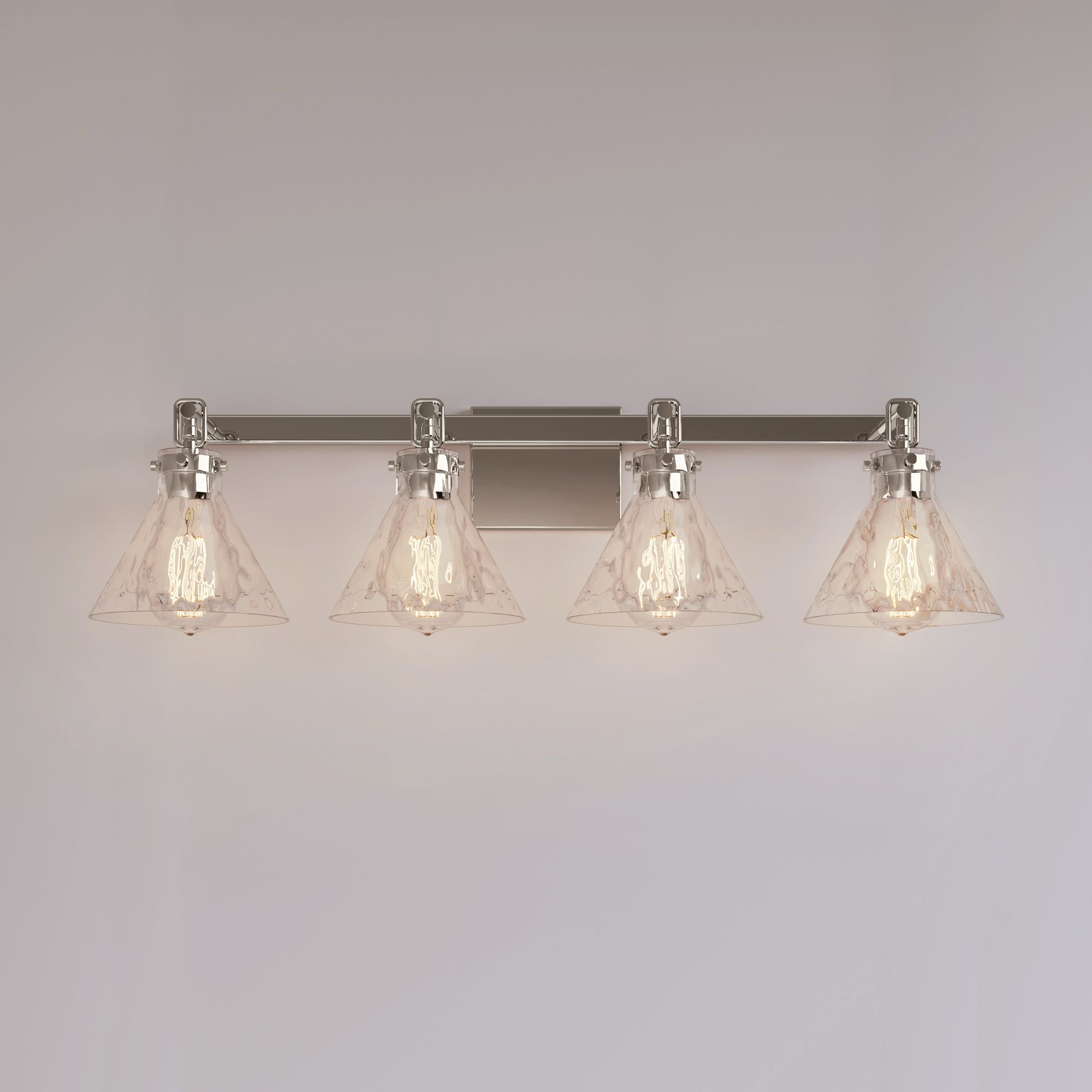 Millennium Barlon 4-Light 34.75" Polished Nickel Vanity Light with Shade