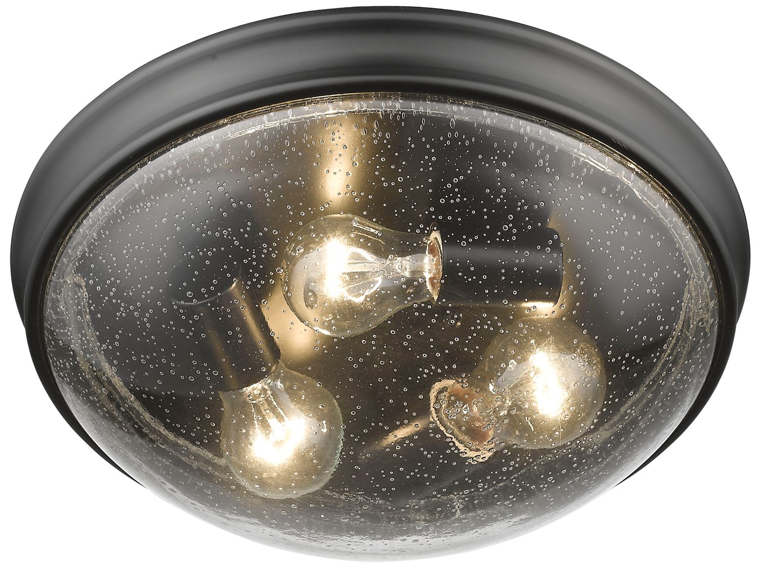 Thumbnail1 of Millennium Belforge 3-Light 14" Matte Black Flush Mount with Glass Sha
