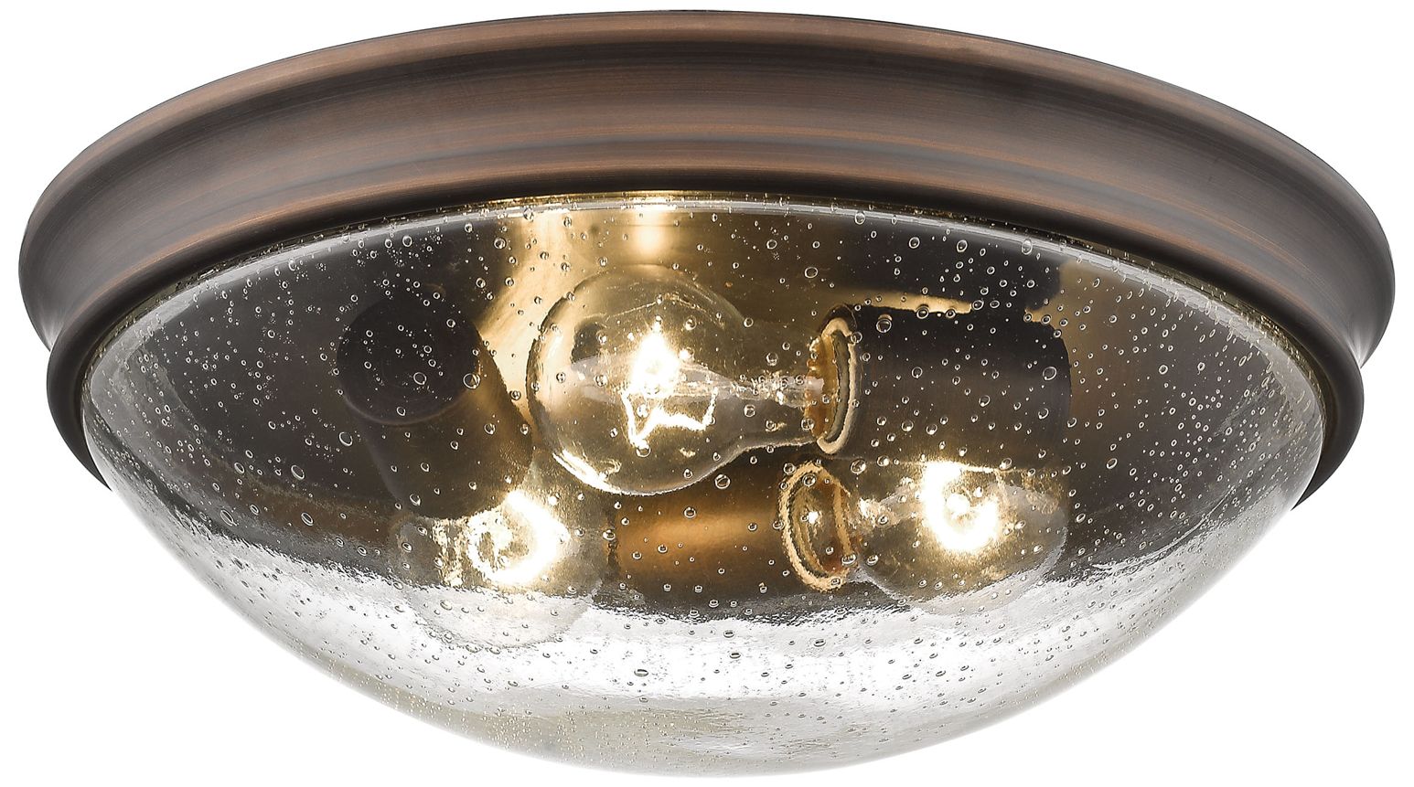 Millennium Belforge 3-Light 14" Rubbed Bronze Flush Mount with Glass Shade