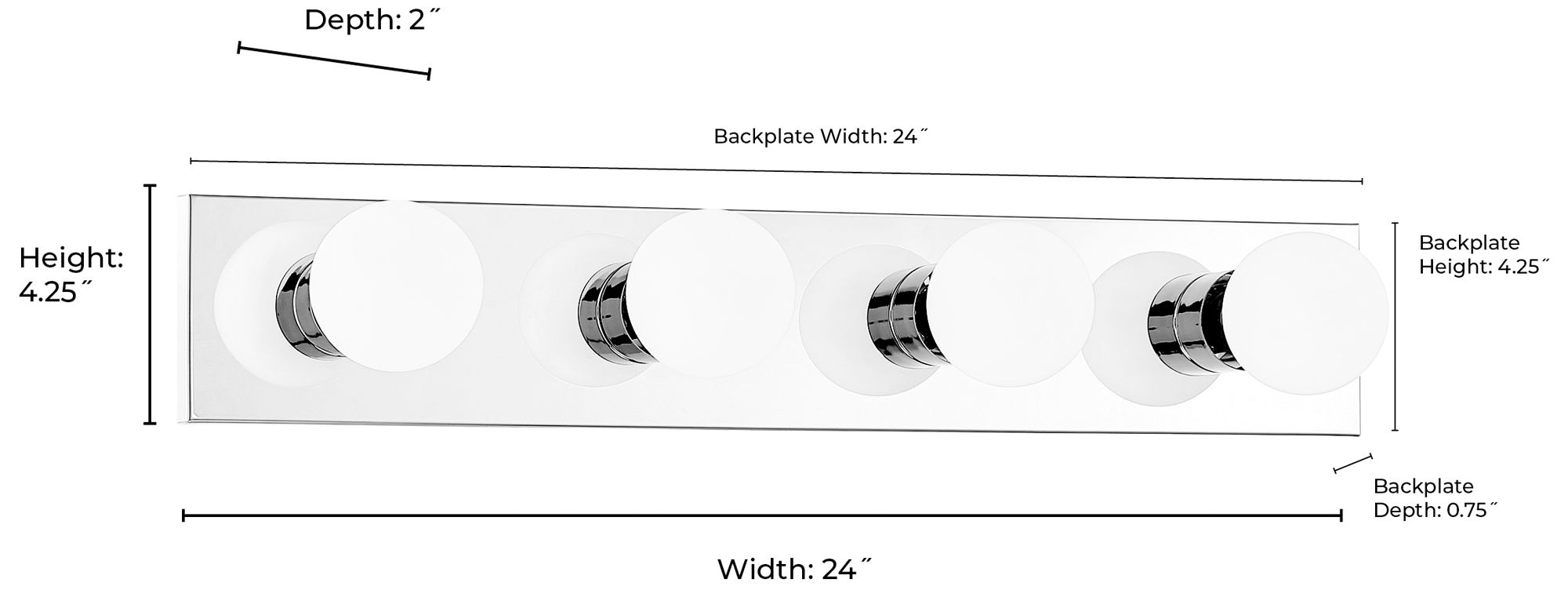 Image 6 Millennium Bellisse 4-Light 24" Chrome Vanity Light more views