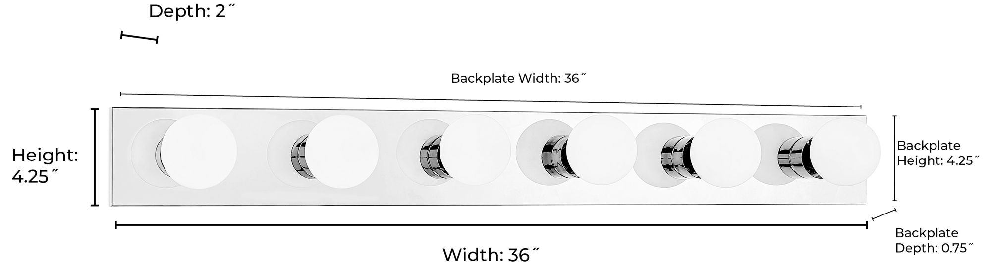 Image 6 Millennium Bellisse 6-Light 36" Chrome Vanity Light more views