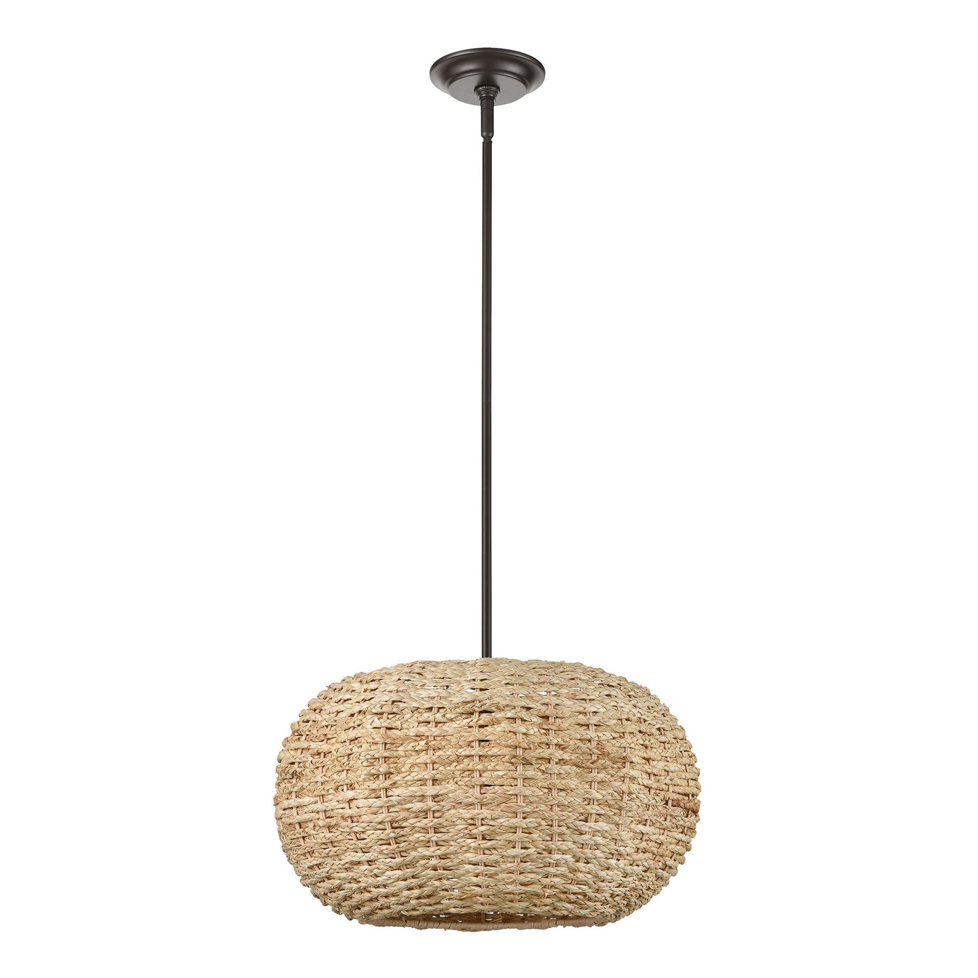 Image 3 Millennium Bemo 1-Light 17.5" Oiled Bronze Pendant with Rattan Shade more views