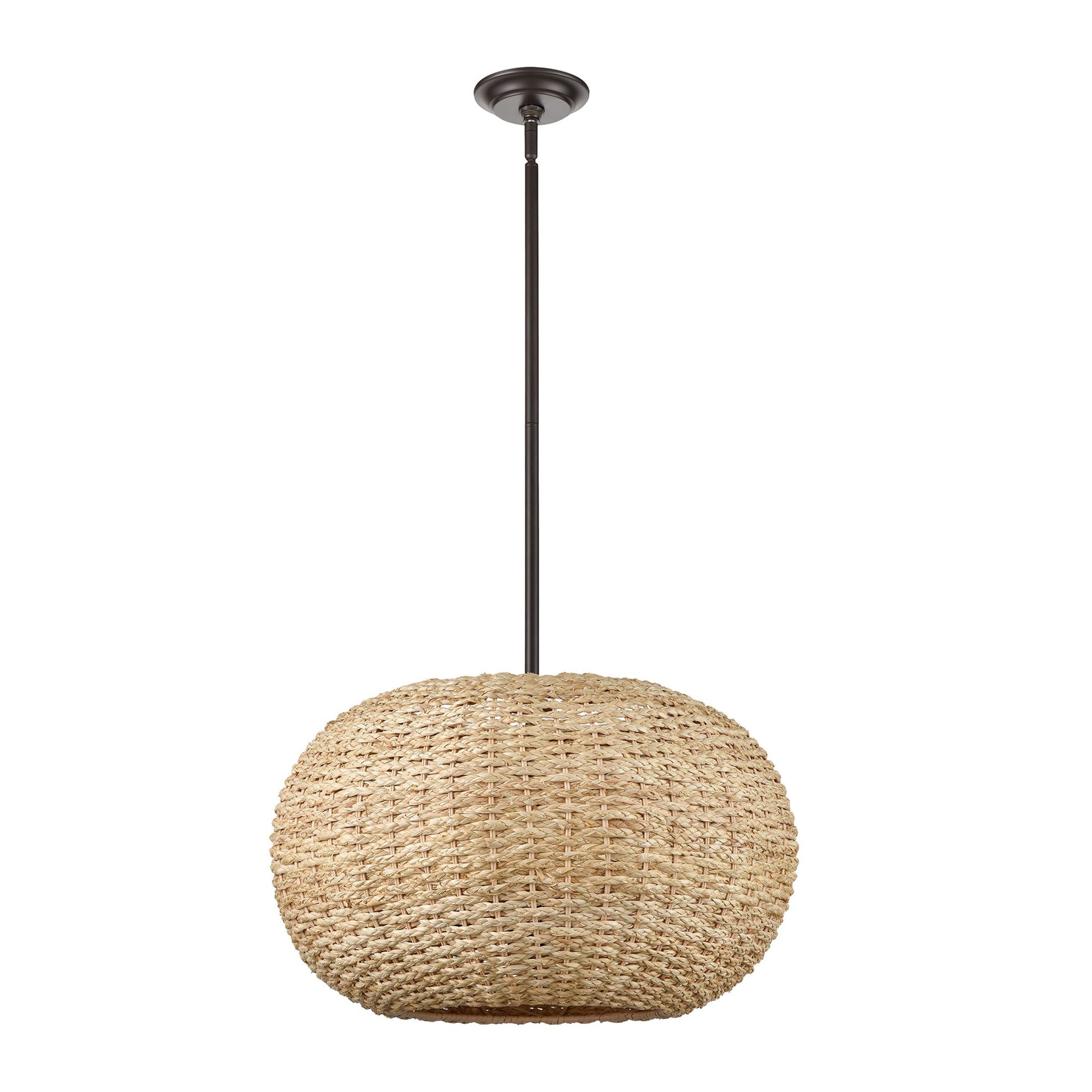 Image 4 Millennium Bemo 3-Light 21.25" Oiled Bronze Pendant with Rattan Shade more views