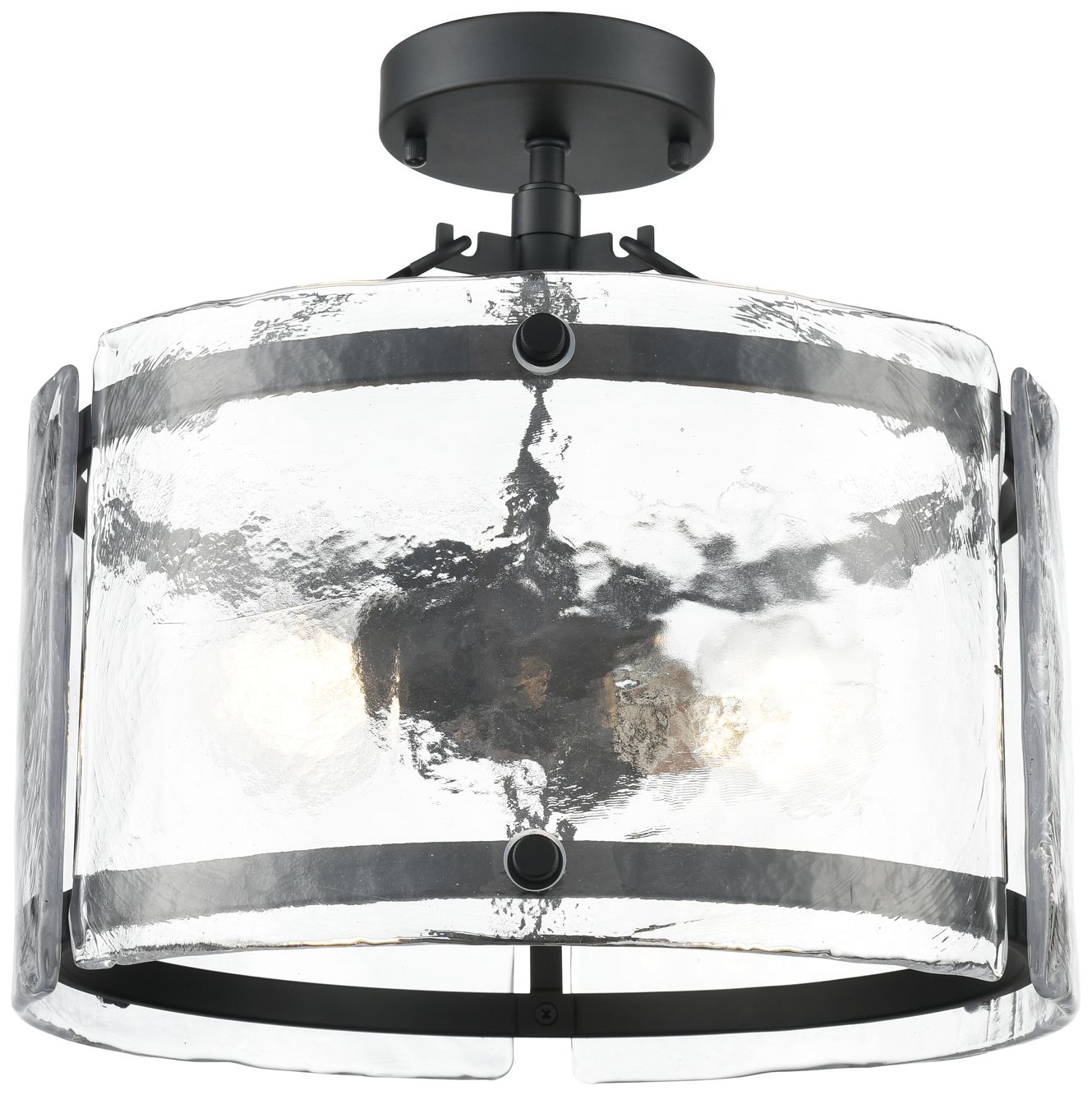 Millennium Bennetti 2-Light 14.5" Matte Black Semi-Flush with Glass Shade