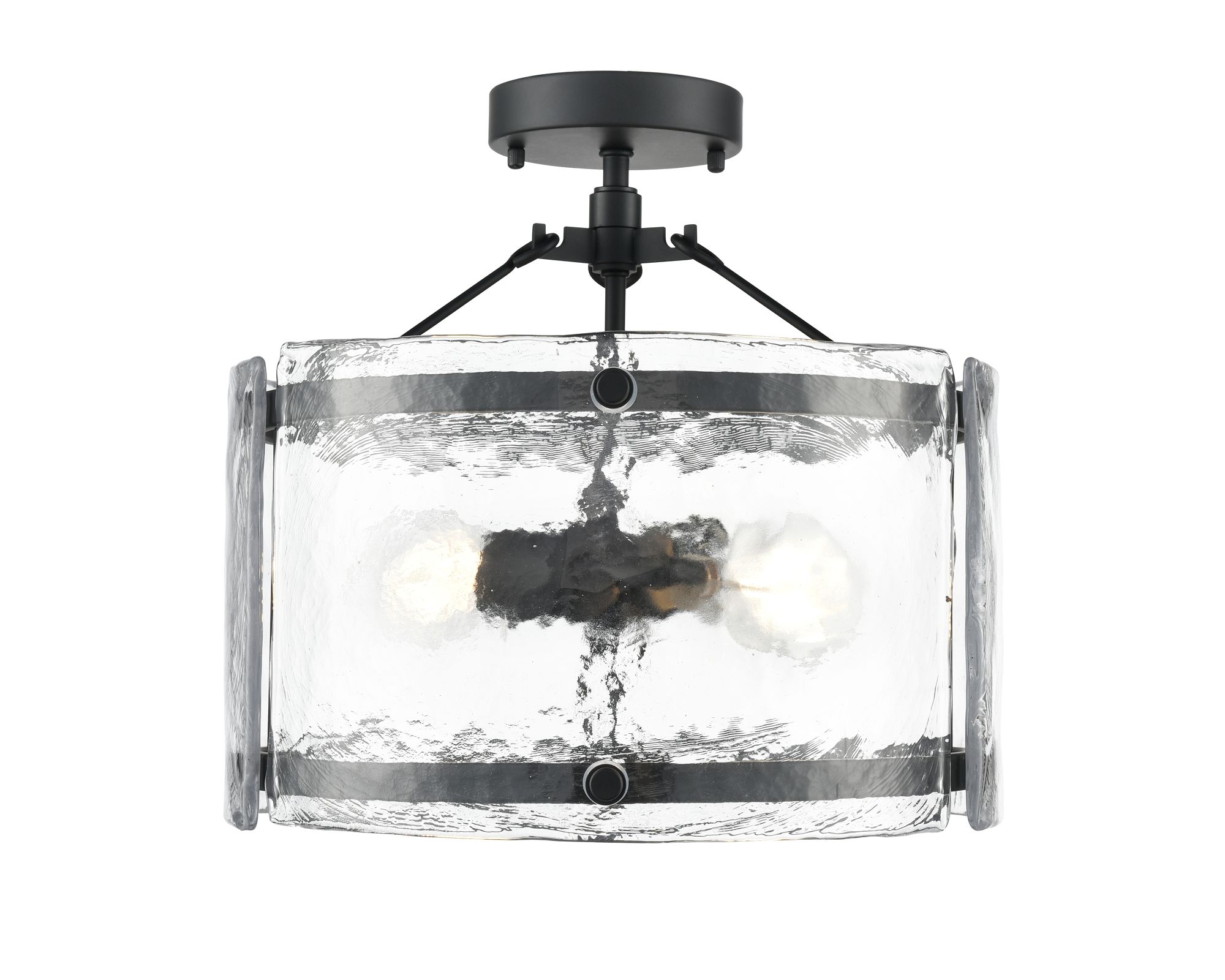 Image 2 Millennium Bennetti 2-Light 14.5" Matte Black Semi-Flush with Glass Shade more views