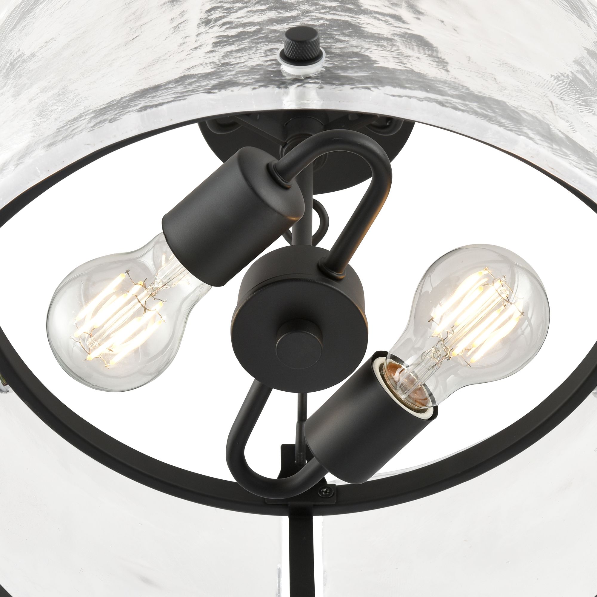 Image 3 Millennium Bennetti 2-Light 14.5" Matte Black Semi-Flush with Glass Shade more views