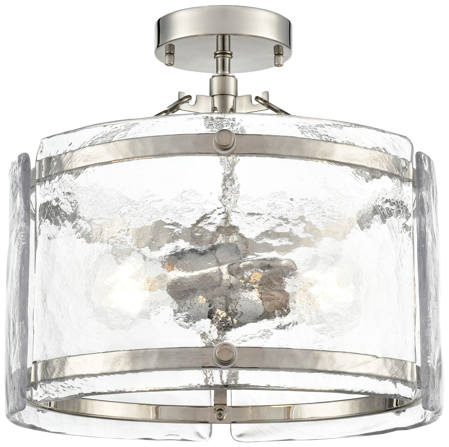 Millennium Bennetti 2-Light 14.5" Polished Nickel Semi-Flush with Shade